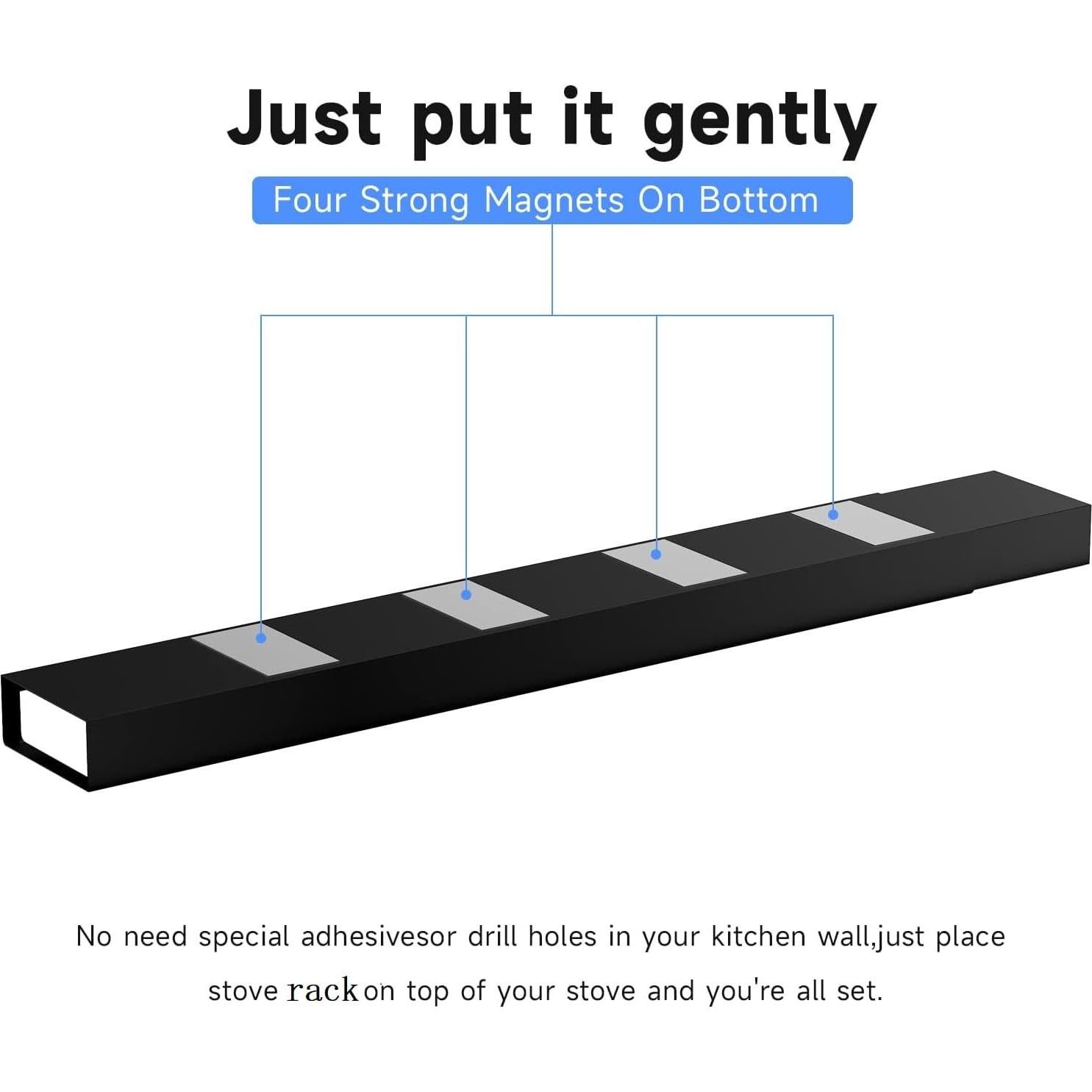 Estante Magnético Ajustable SZJHXIN para Especias 38-76 cm Negro