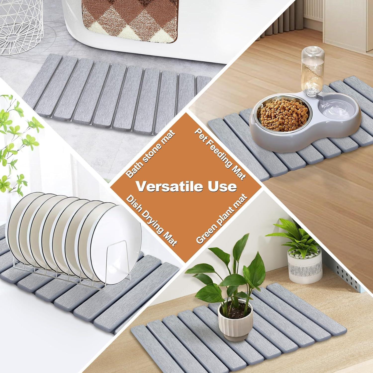 Alfombrilla de Baño Plegable Reivd de Diatomita 61x41 cm Gris