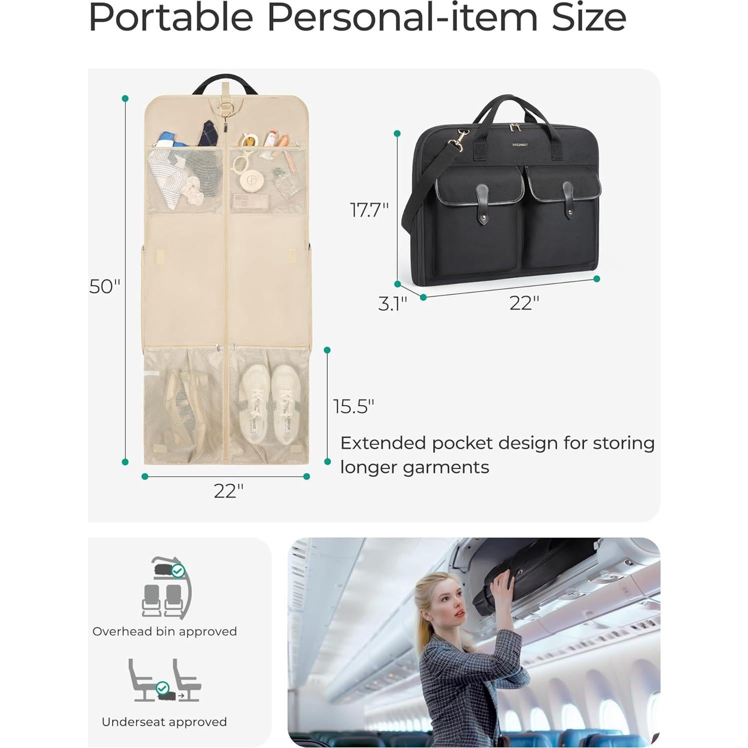 Bolsa de Ropa de Viaje BAGSMART Negra 57x9x46 cm