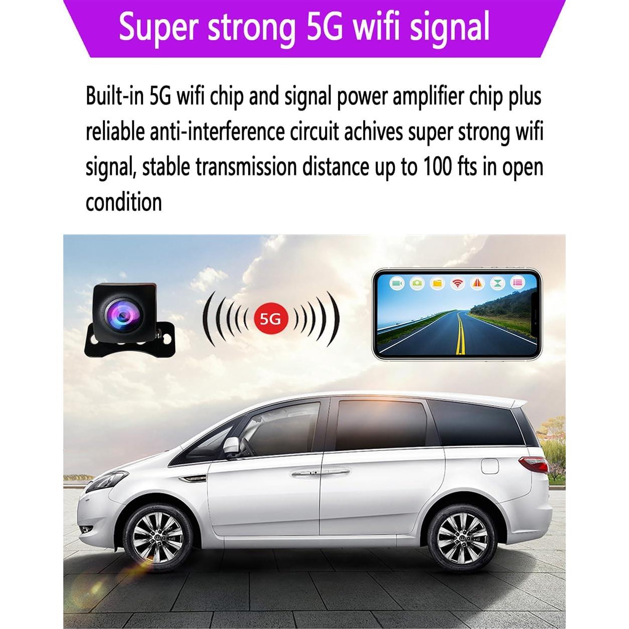 Cámara de Respaldo WiFi HMSp 1080P Impermeable para Vehículos