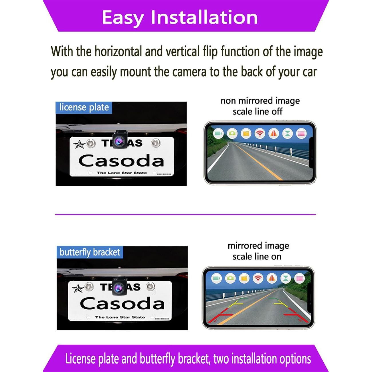 Cámara de Respaldo WiFi HMSp 1080P Impermeable para Vehículos