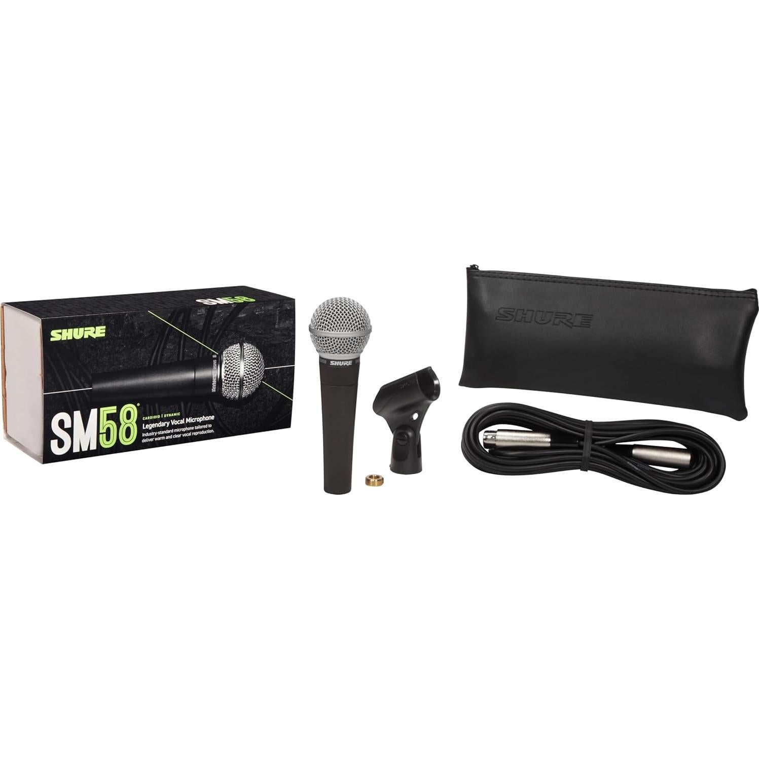 Micrófono Dinámico Shure SM58 con Cable XLR 7.62m - Cardioide