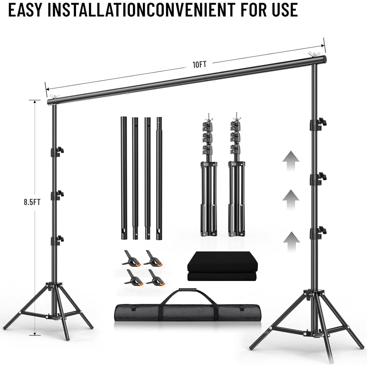 Kit de Soporte de Fondo Fotográfico BEIYANG 2.6-2.6m Ajustable