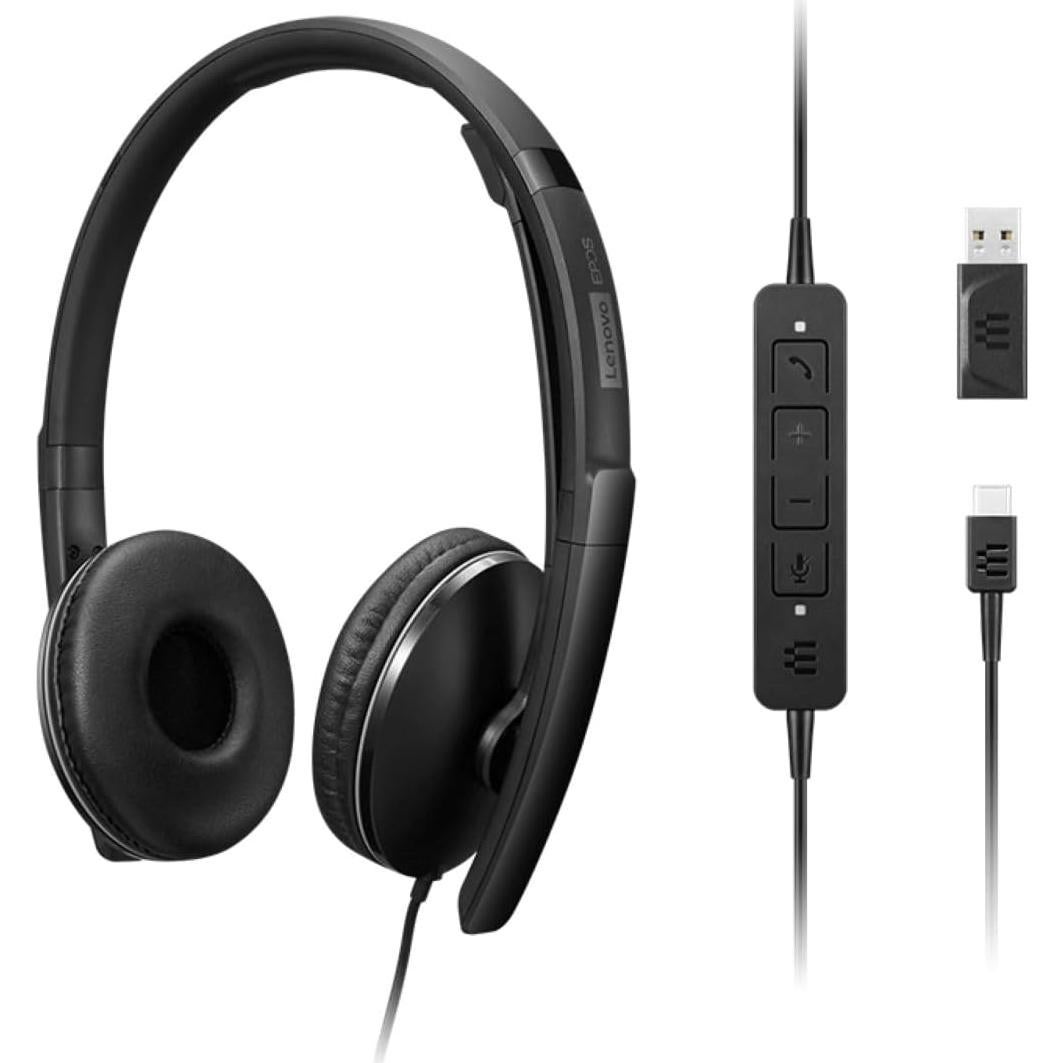 Auriculares con cable Lenovo ANC Gen 2 USB-C y USB-A
