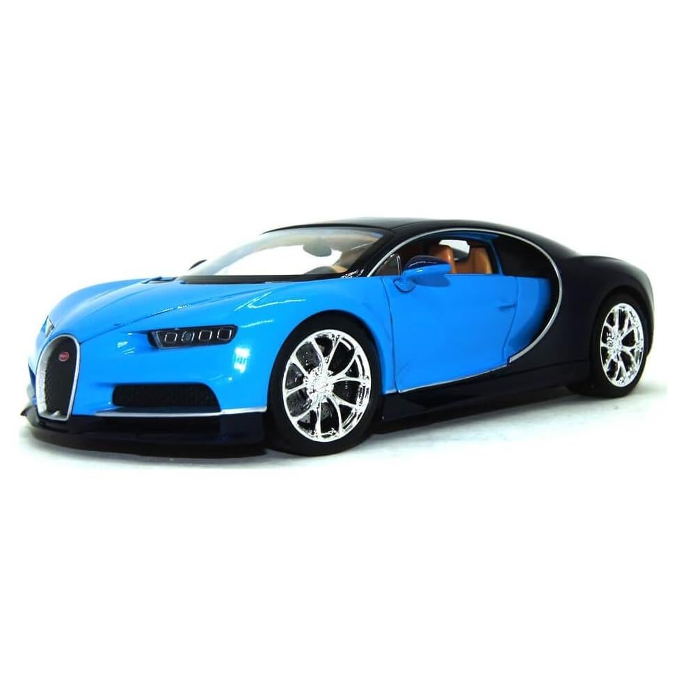 Auto a Escala 1/24 Welly Bugatti Chiron Negro Azul