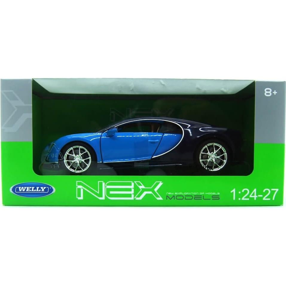 Auto a Escala 1/24 Welly Bugatti Chiron Negro Azul