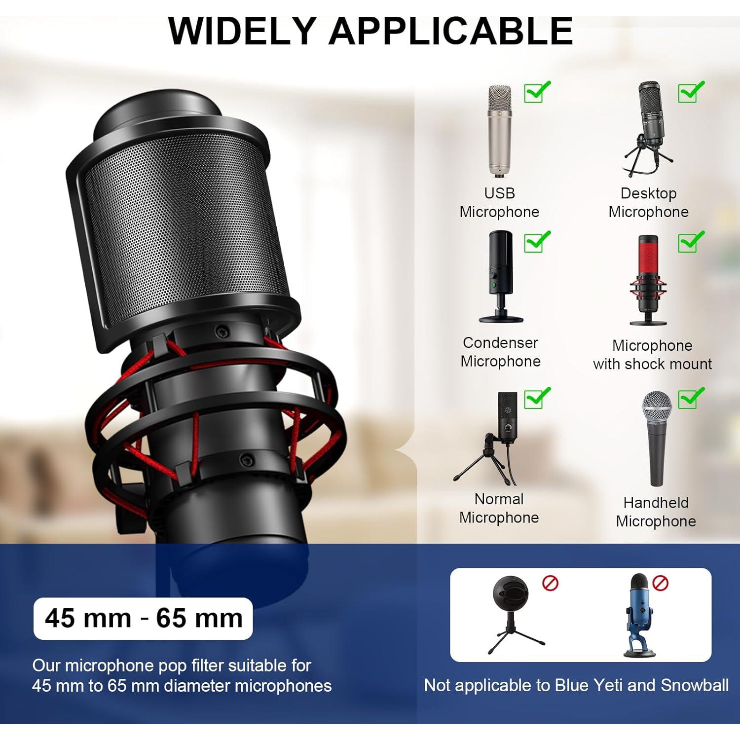 Filtro Pop Aokeo B-7 para Micrófono - Tres Capas Antiviento