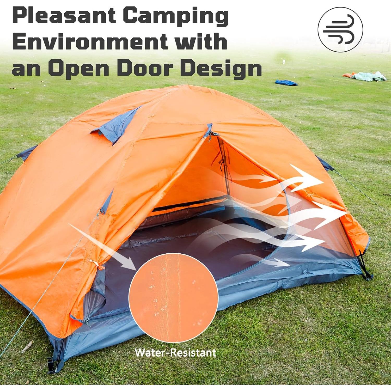 Carpa de Camping Treefox Naranja 2 Personas Impermeable 231x180cm