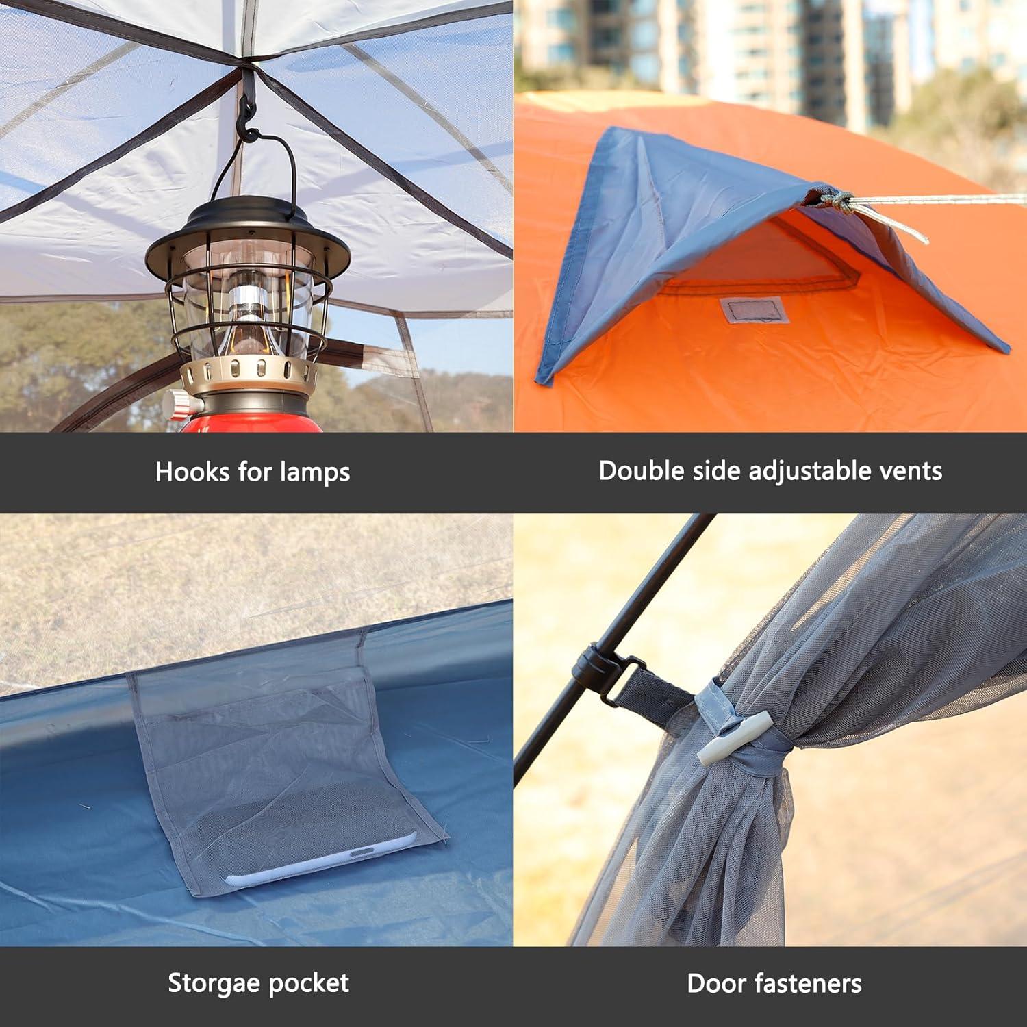 Carpa de Camping Treefox Naranja 2 Personas Impermeable 231x180cm