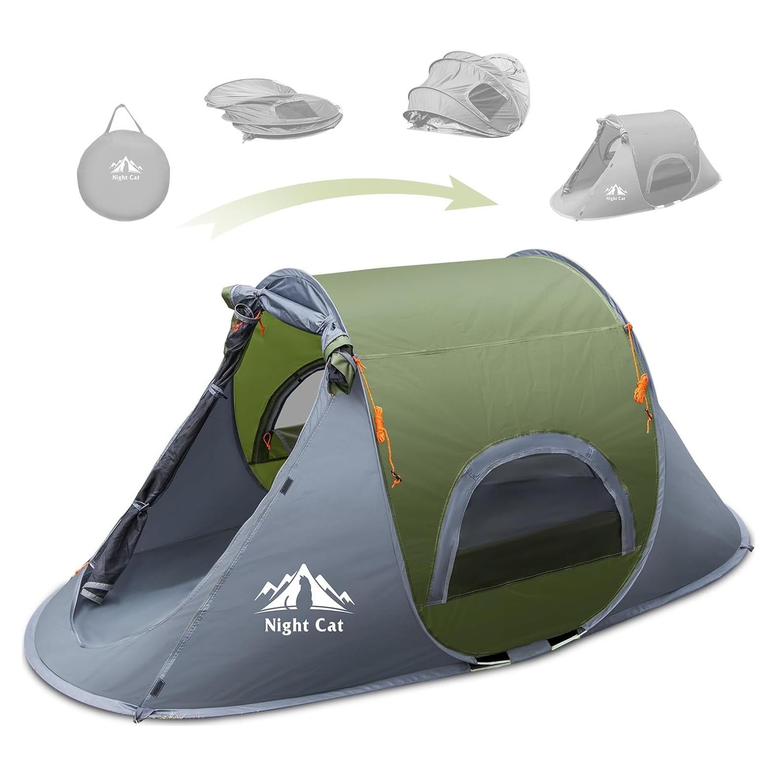 Tienda de Camping Pop-up Night Cat 1 Persona Impermeable Verde