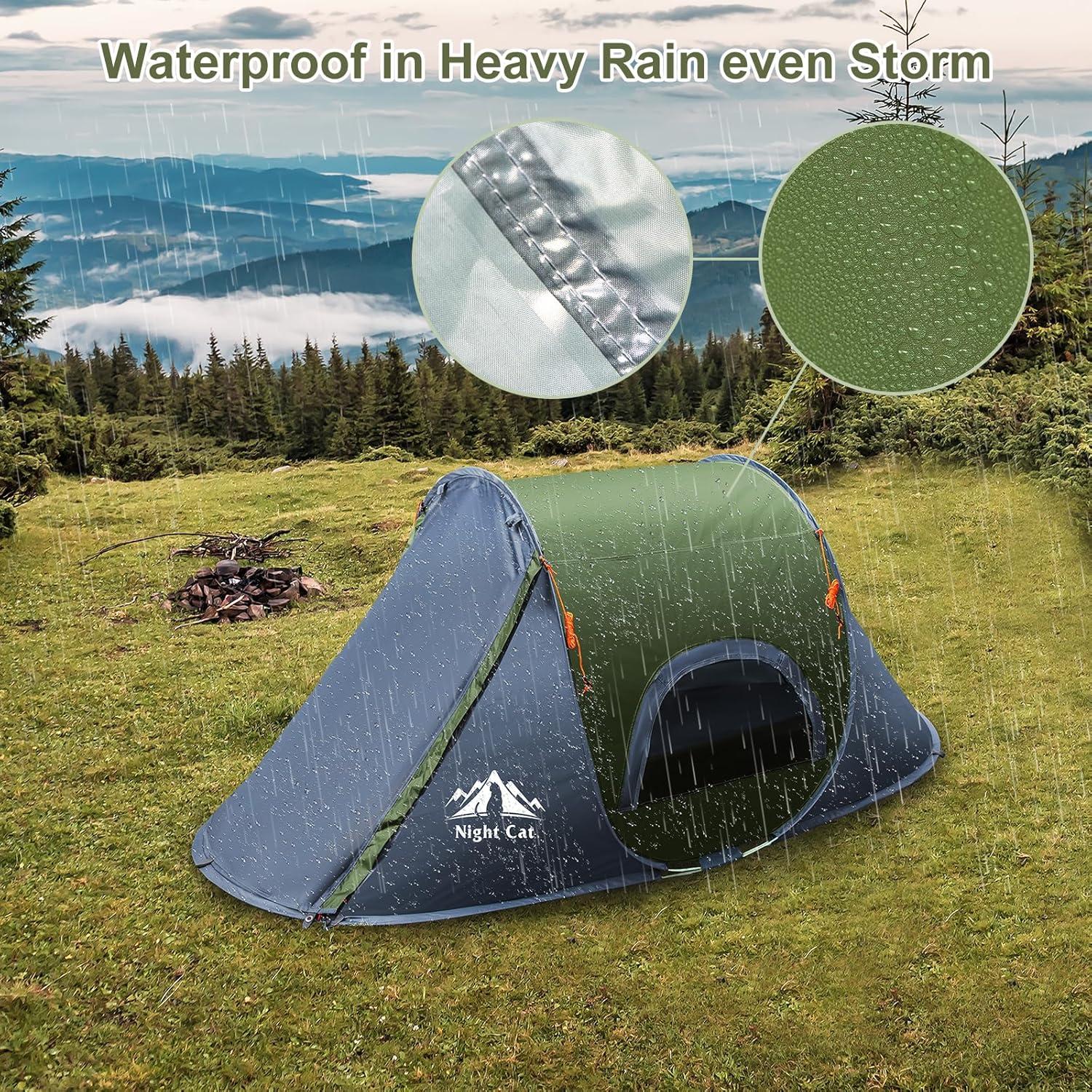 Tienda de Camping Pop-up Night Cat 1 Persona Impermeable Verde