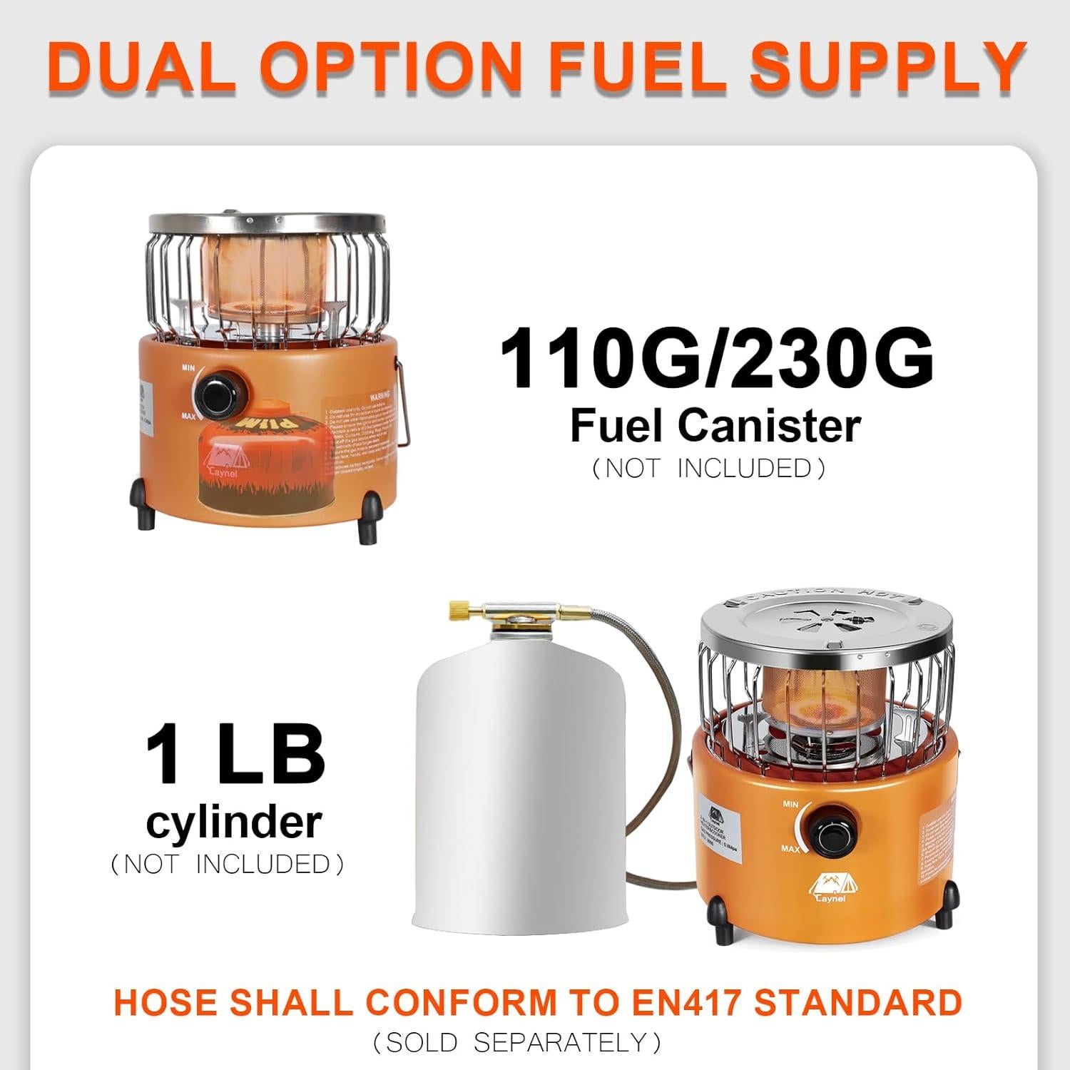 Caynel Calentador y Estufa de Propano 2 en 1 Portátil 2000W