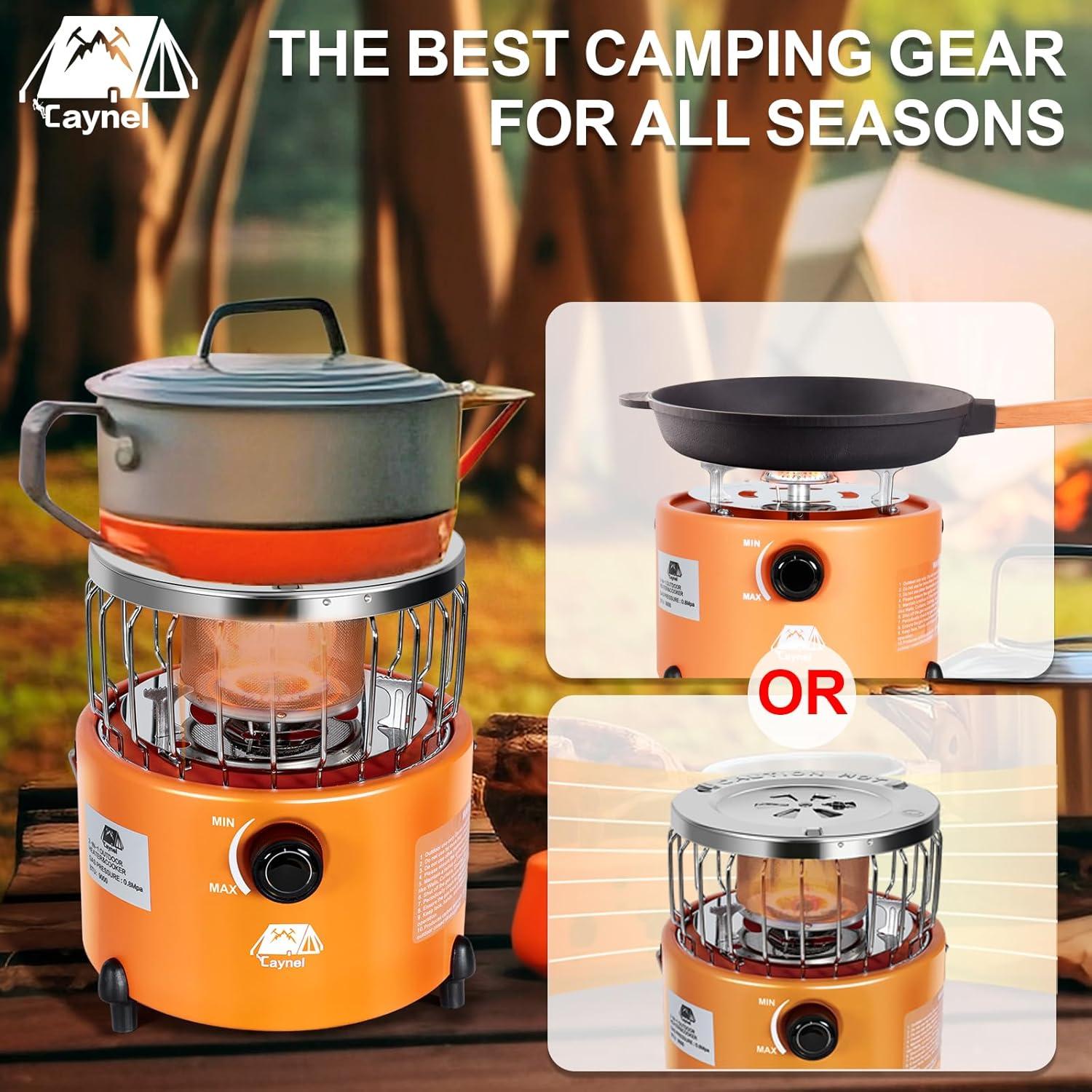 Caynel Calentador y Estufa de Propano 2 en 1 Portátil 2000W