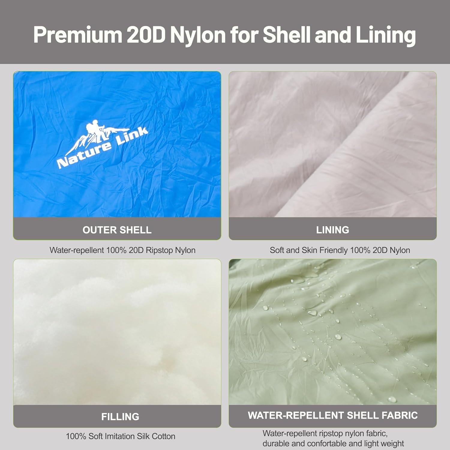 Saco de dormir momia Nature Link Zoysia-003 1.30kg 5.5-12.8°C