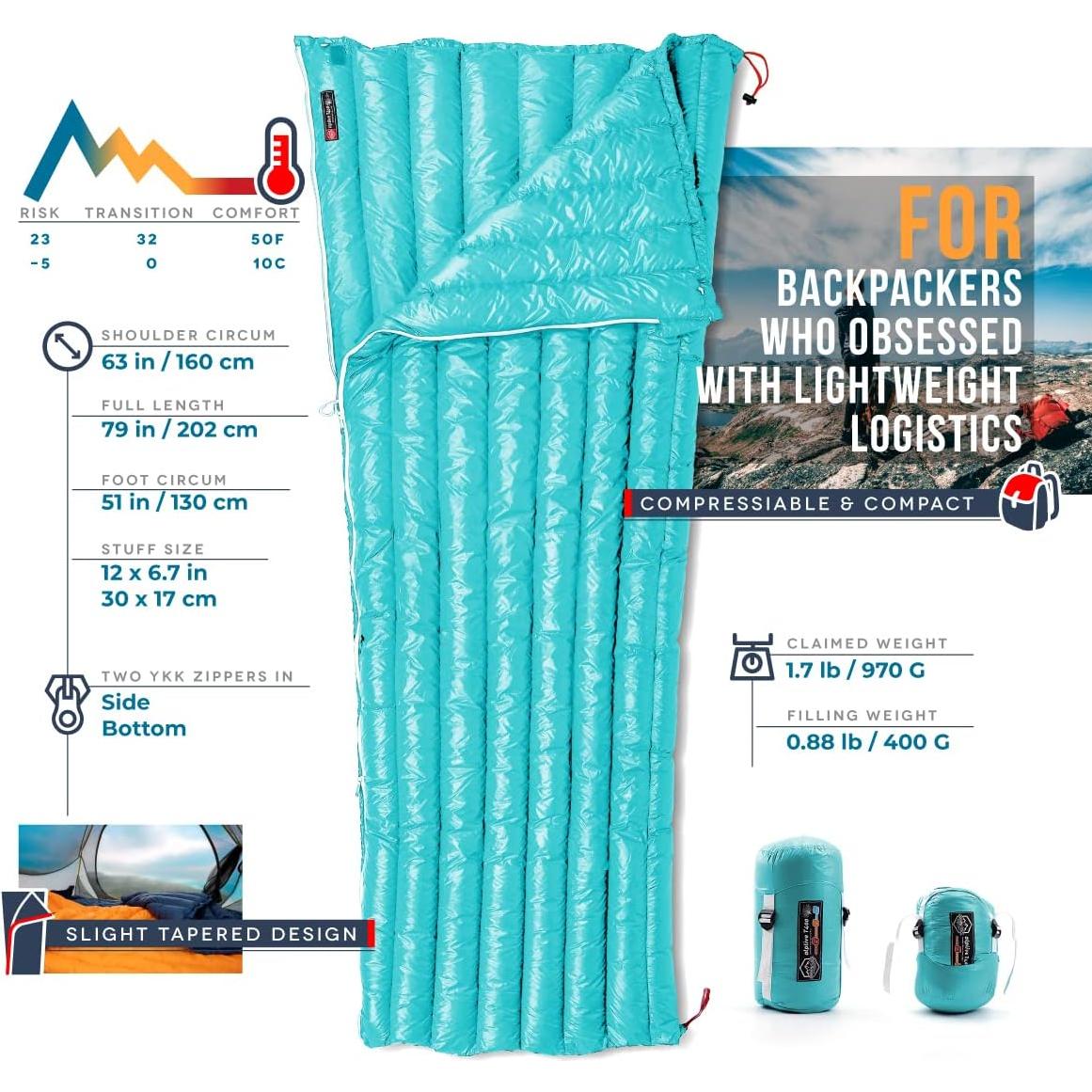 Saco de Dormir ZOOOBELIVES Alplive T400 0-10°C 765g Doble