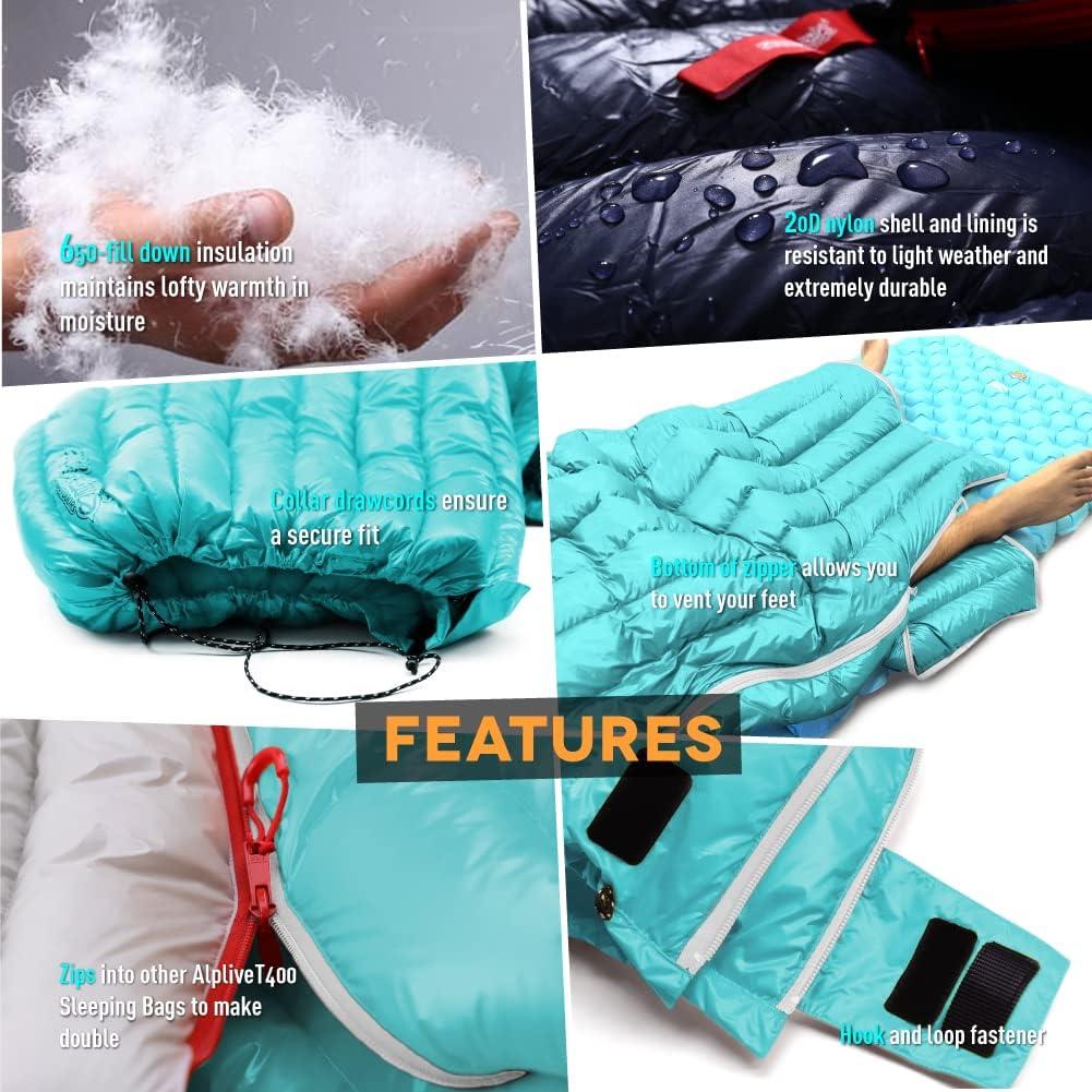 Saco de Dormir ZOOOBELIVES Alplive T400 0-10°C 765g Doble