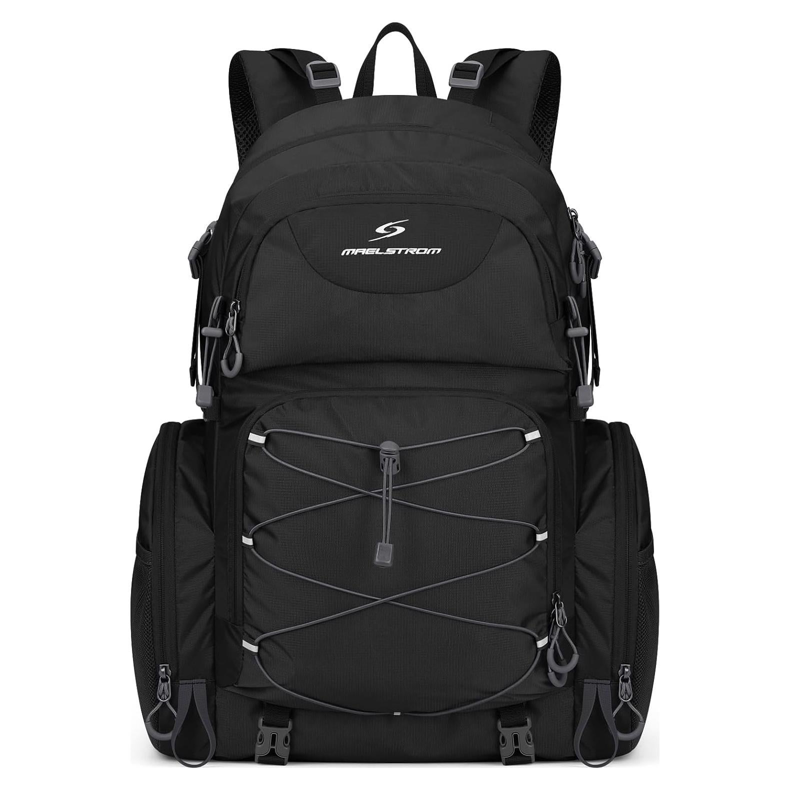 Maelstrom Hiking Backpack, 40L Waterproof Camping Daypack for Men and Women, Lightweight Travel Pack with Rain Cover-Black