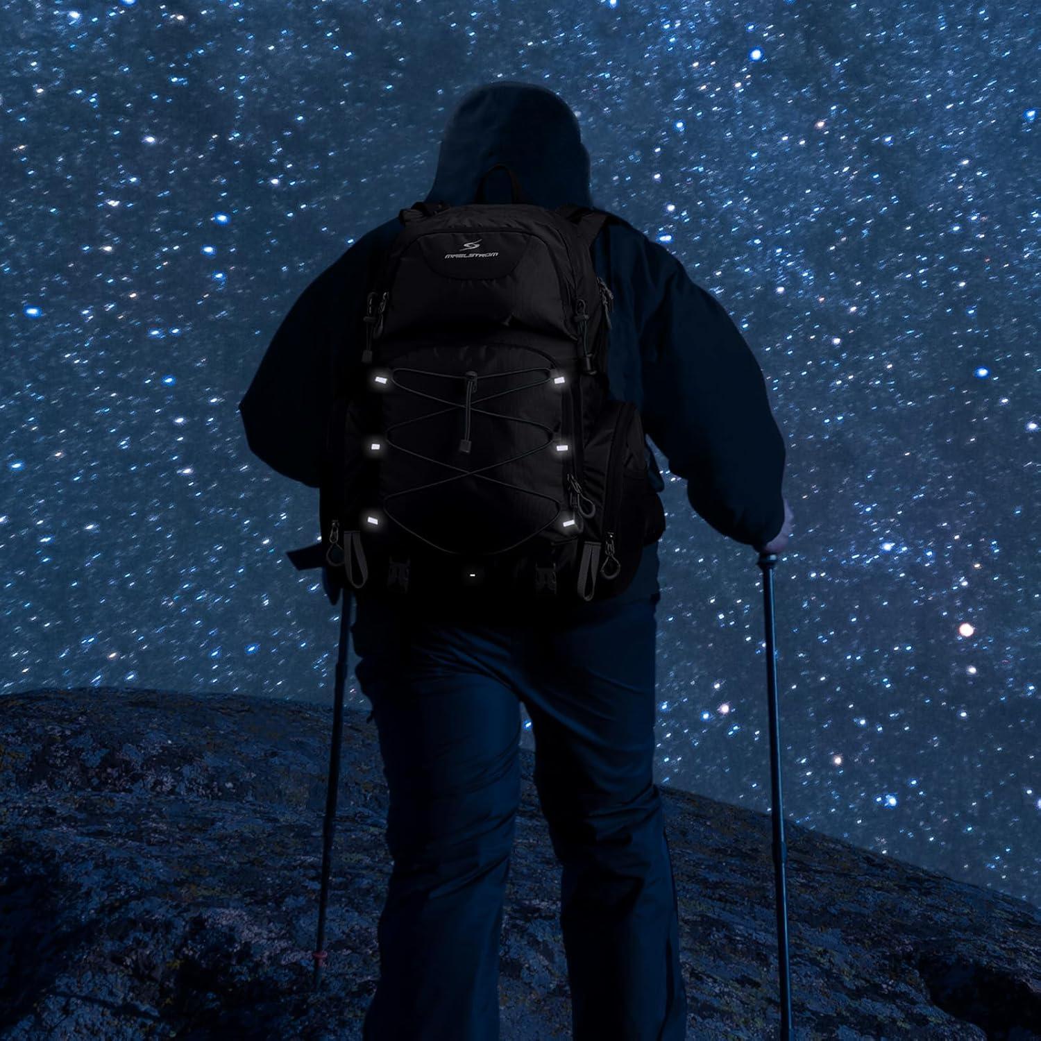 Maelstrom Hiking Backpack, 40L Waterproof Camping Daypack for Men and Women, Lightweight Travel Pack with Rain Cover-Black