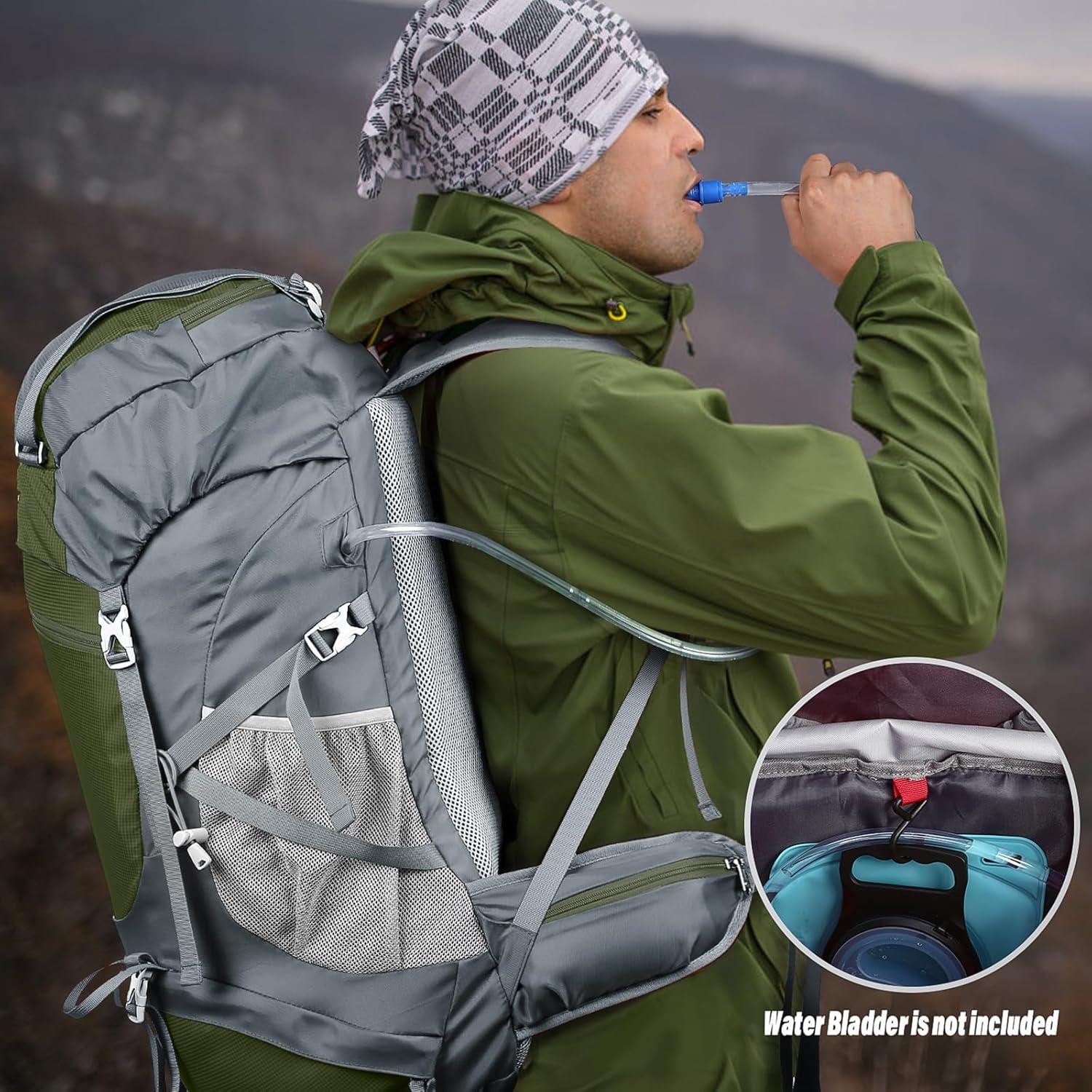 Mochila de Senderismo HOMIEE 50L Impermeable Verde Militar