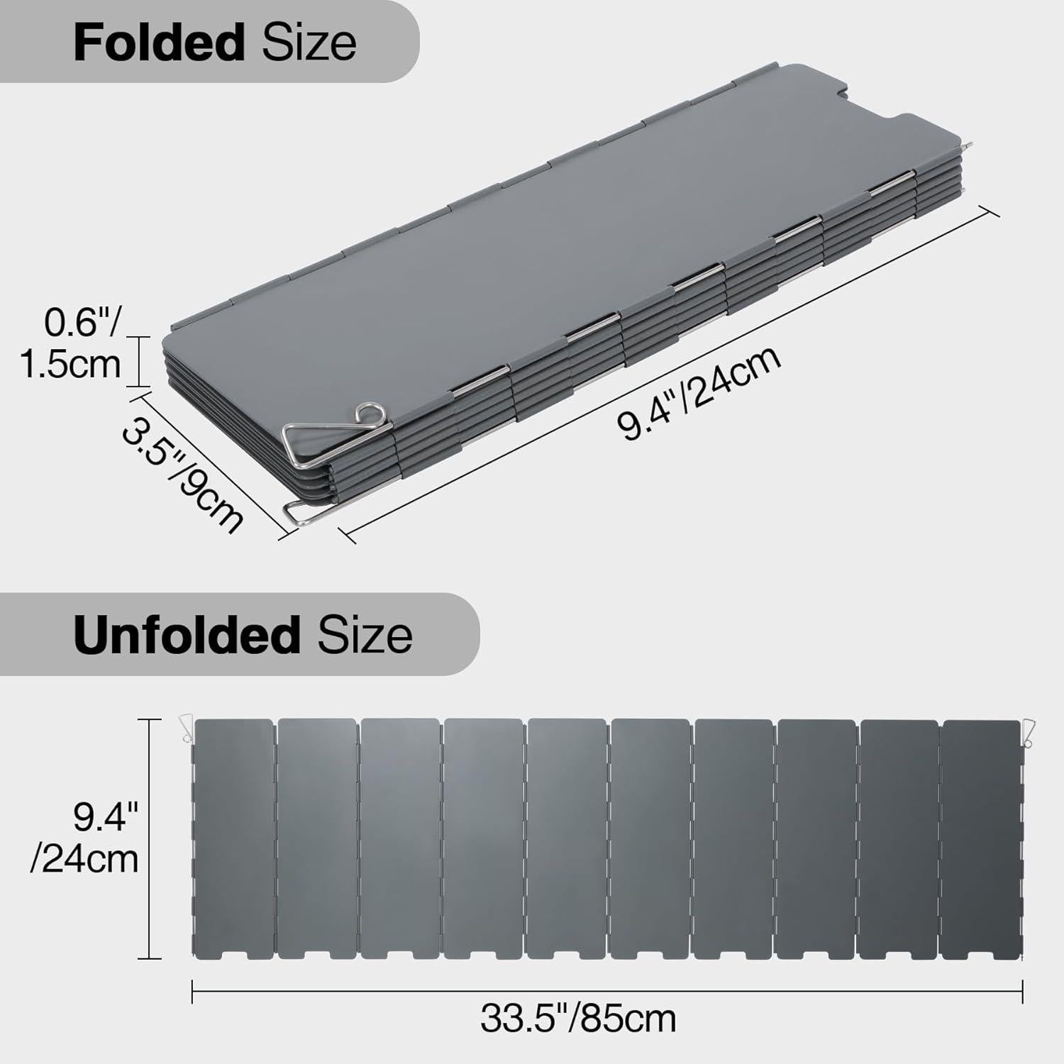 Paravientos Plegable REDCAMP 10 Placas para Estufa Camping Gris