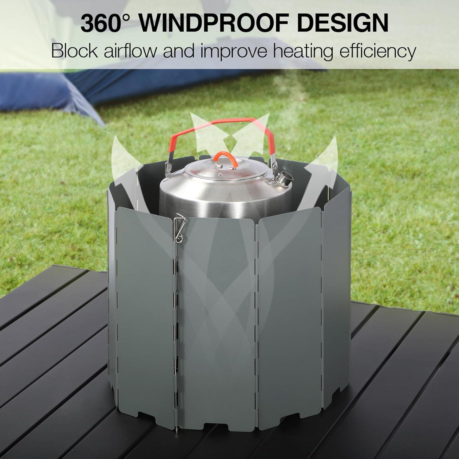 Paravientos Plegable REDCAMP 10 Placas para Estufa Camping Gris