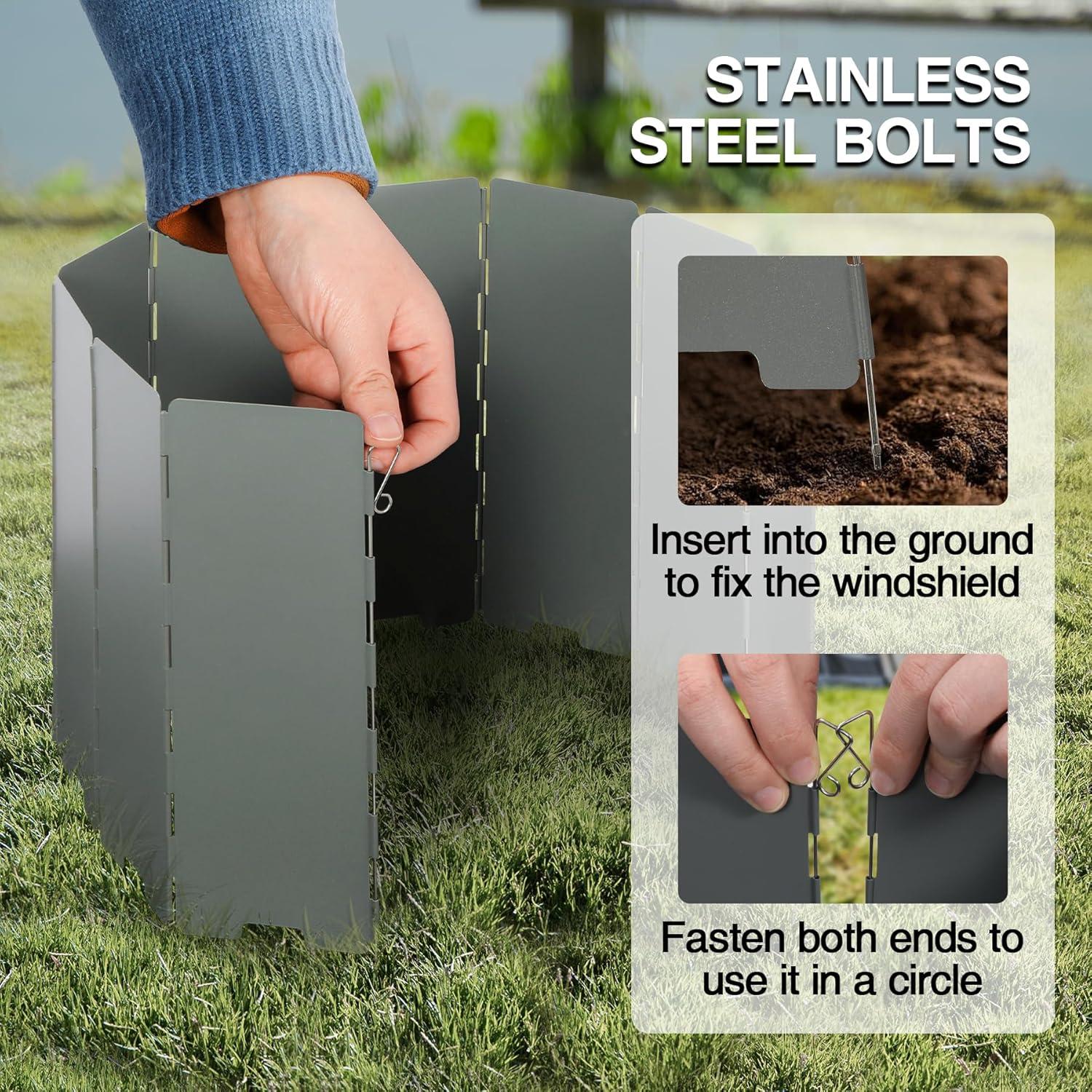 Paravientos Plegable REDCAMP 10 Placas para Estufa Camping Gris