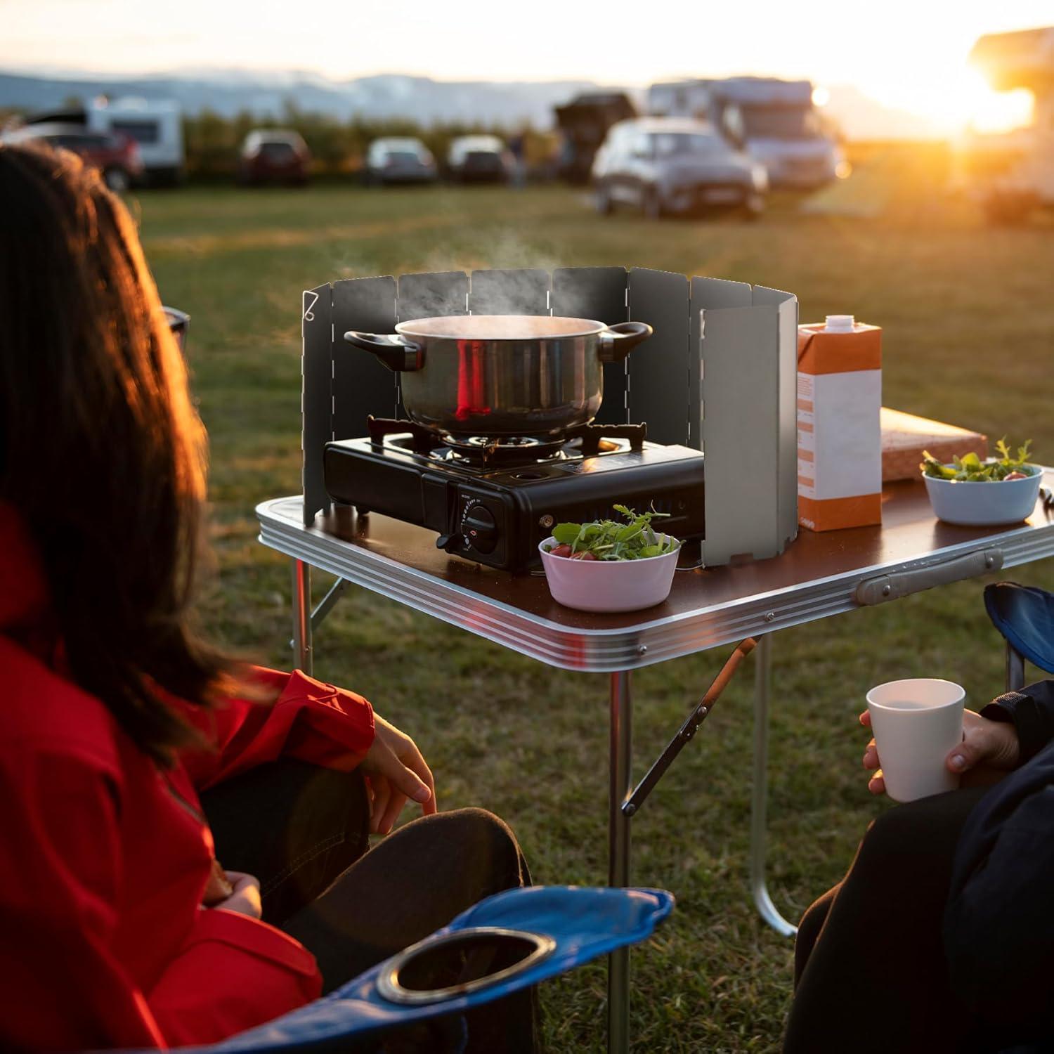 Paravientos Plegable REDCAMP 10 Placas para Estufa Camping Gris