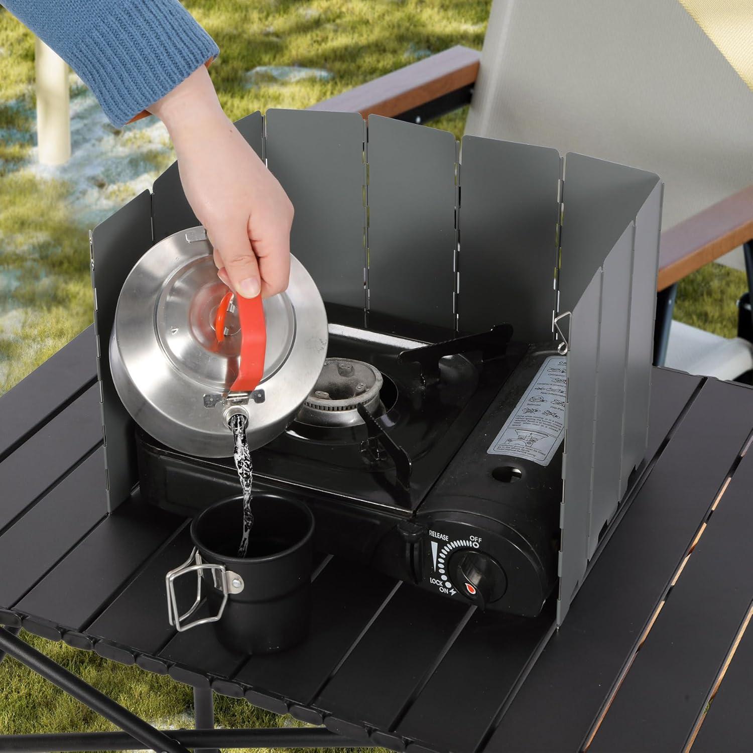 Paravientos Plegable REDCAMP 10 Placas para Estufa Camping Gris