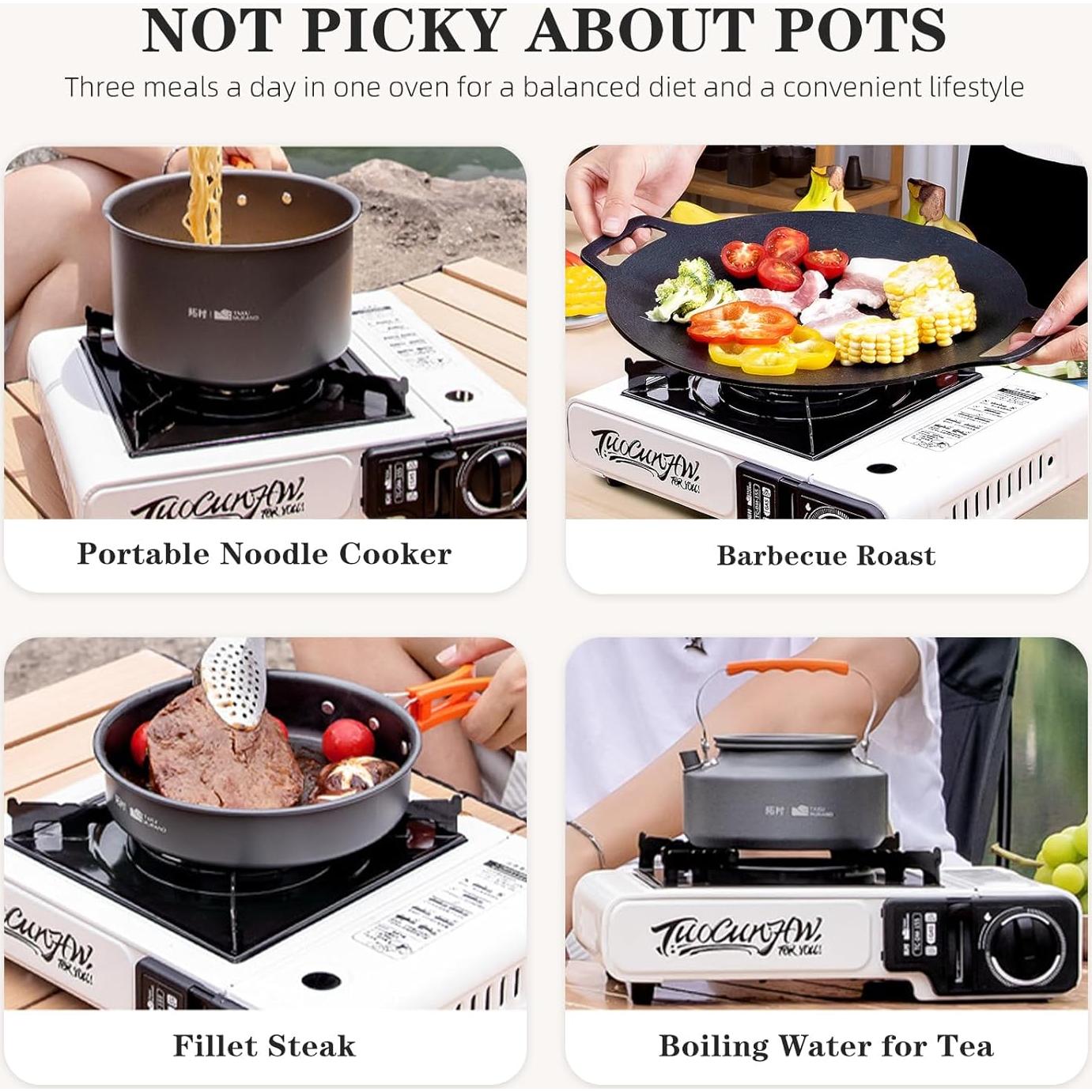 Estufa de Camping AIROKA Portátil Butano 3300W Caqui