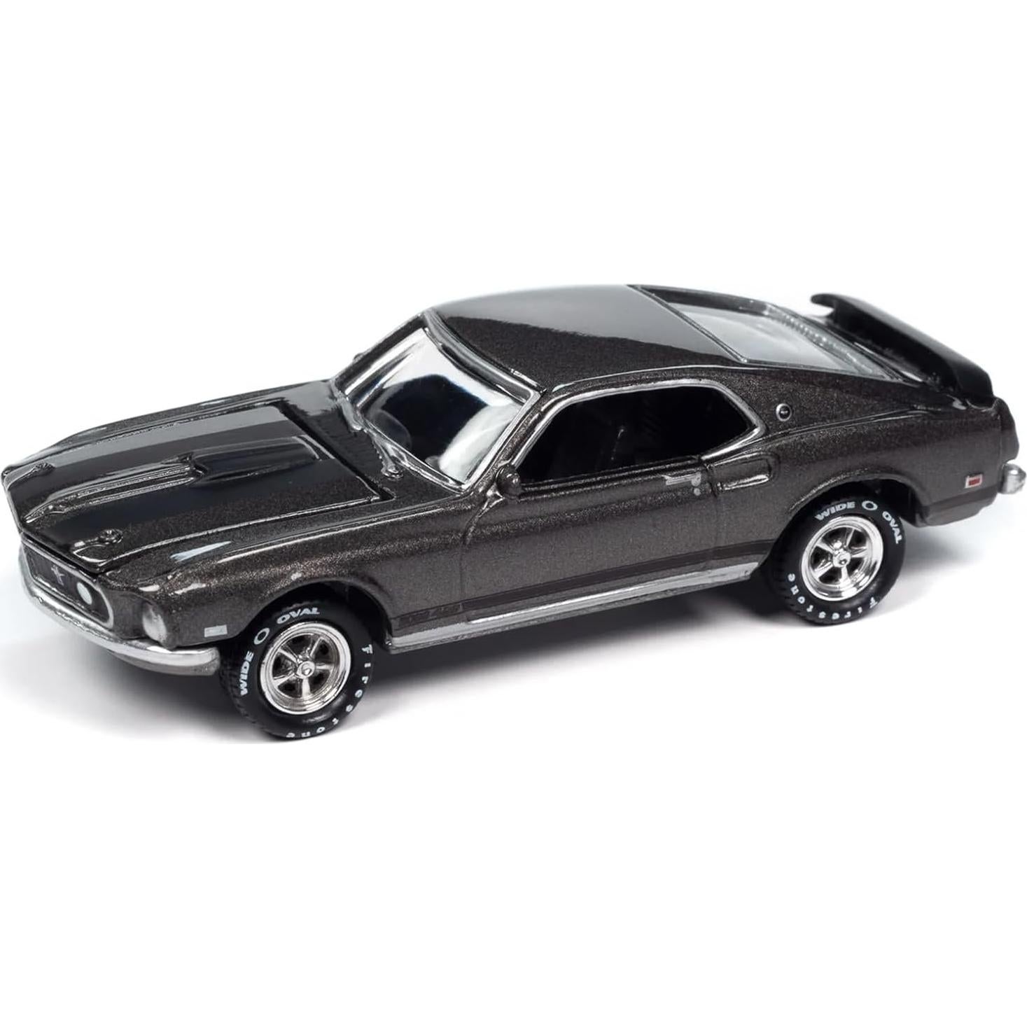 Coche Diecast 1969 Mach I Johnny Lightning 1/64 Gris Metálico