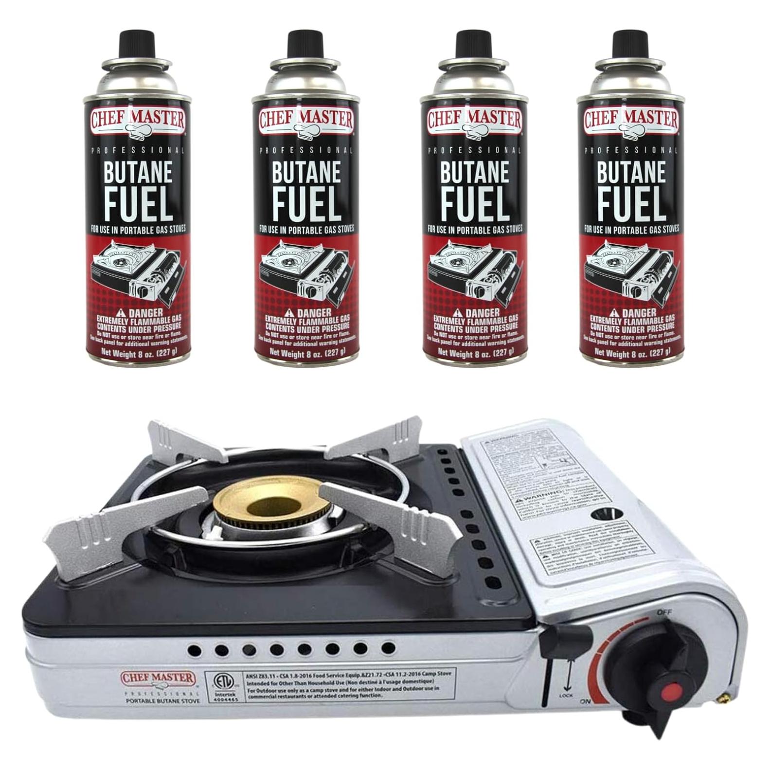 Estufa Portátil de Butano Chef Master 90235 12000 BTU con Combustible