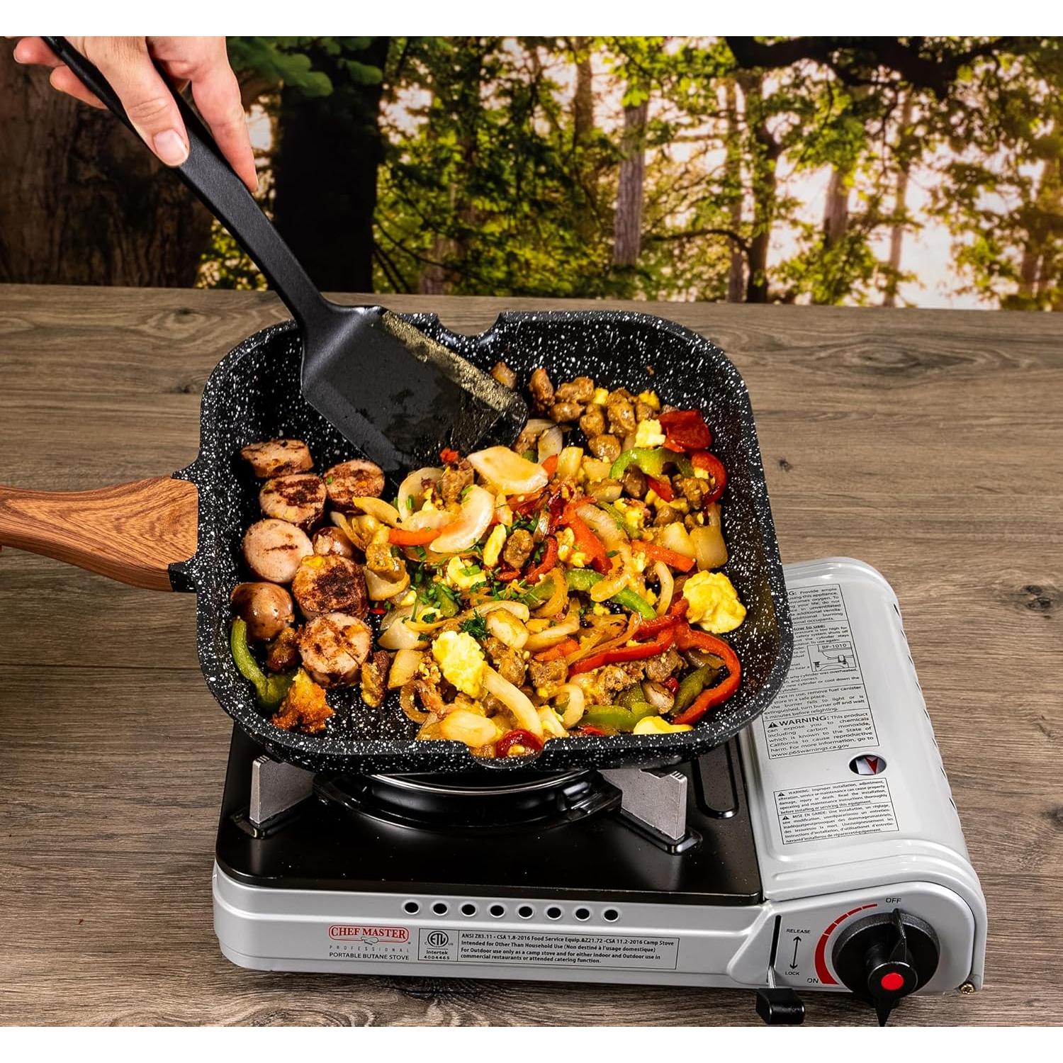 Estufa Portátil de Butano Chef Master 90235 12000 BTU con Combustible