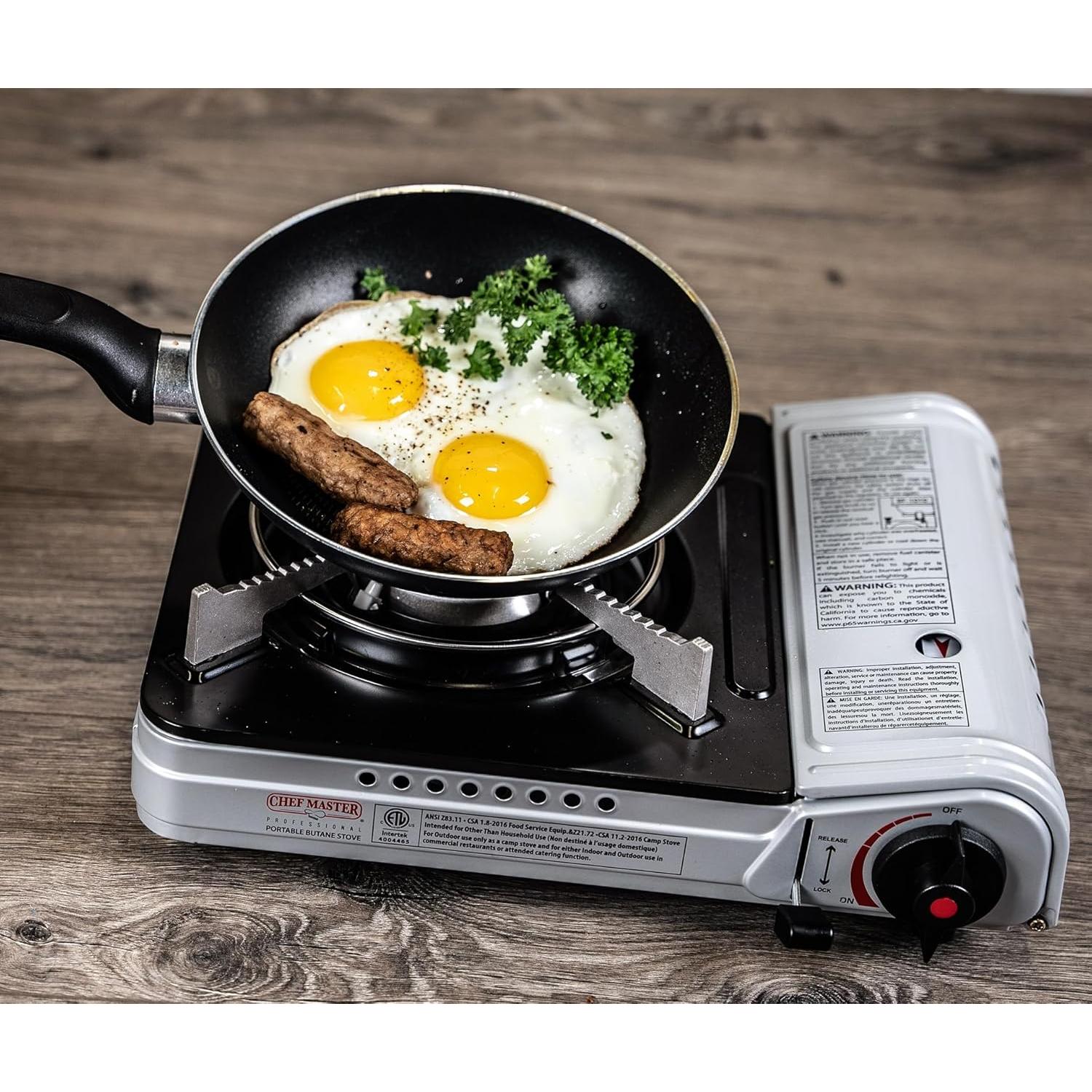 Estufa Portátil de Butano Chef Master 90235 12000 BTU con Combustible