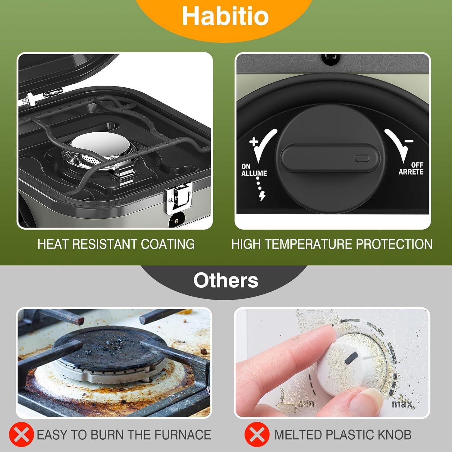 2-Burner Camping Stove Foldable, Portable Propane Camp Stove with 16000 BTU Adjustable Burners and Piezo Ignition, Folding Stove with Carry Bag & Handle for Camping, Tailgating, Backyard BBQ