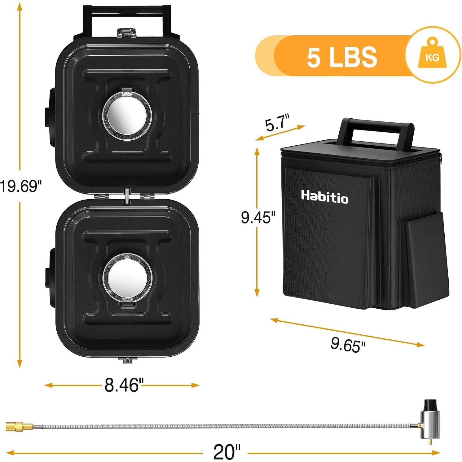 2-Burner Camping Stove Foldable, Portable Propane Camp Stove with 16000 BTU Adjustable Burners and Piezo Ignition, Folding Stove with Carry Bag & Handle for Camping, Tailgating, Backyard BBQ