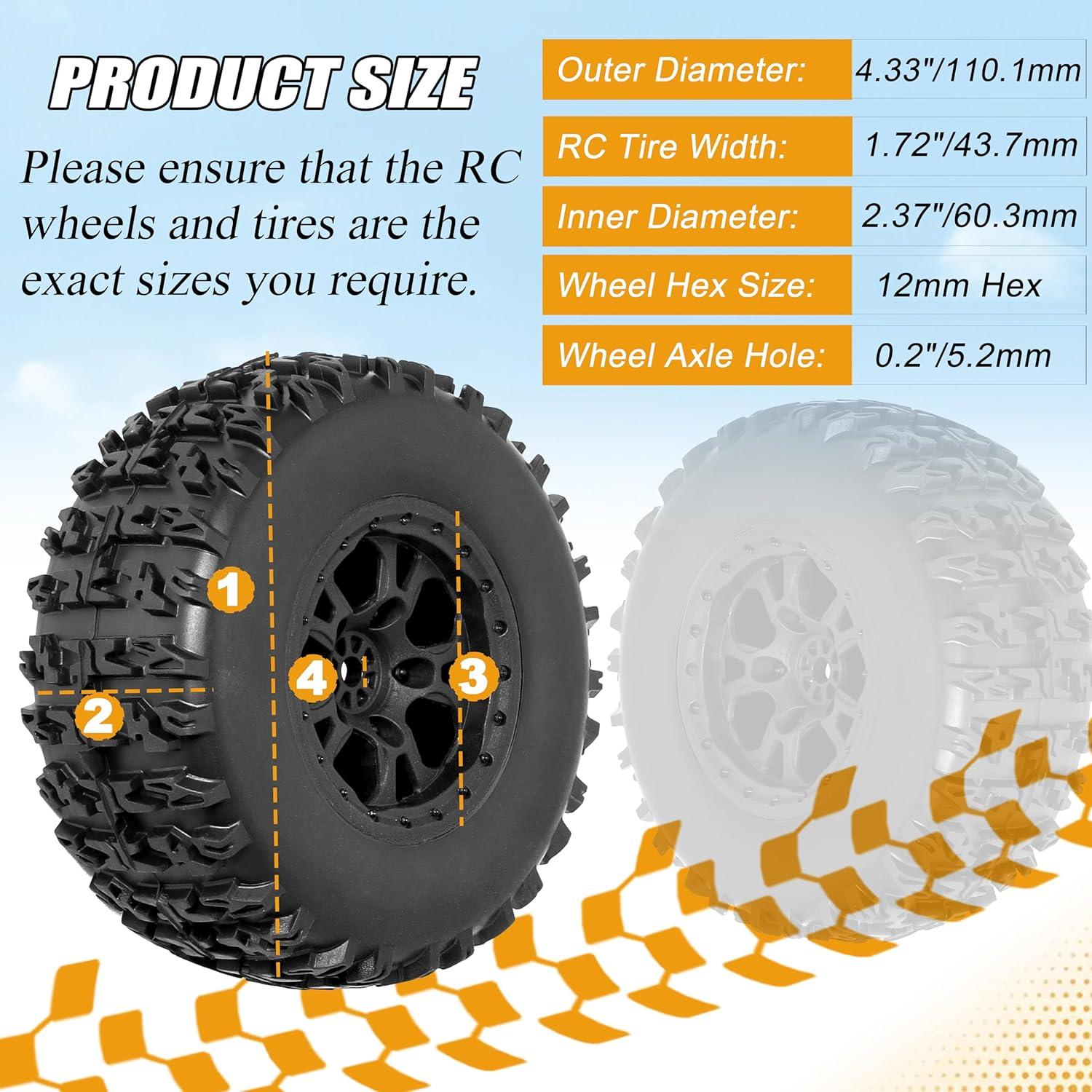 Ruedas y Neumáticos RC 1/10 RCStation 12mm 4PCS para Traxxas