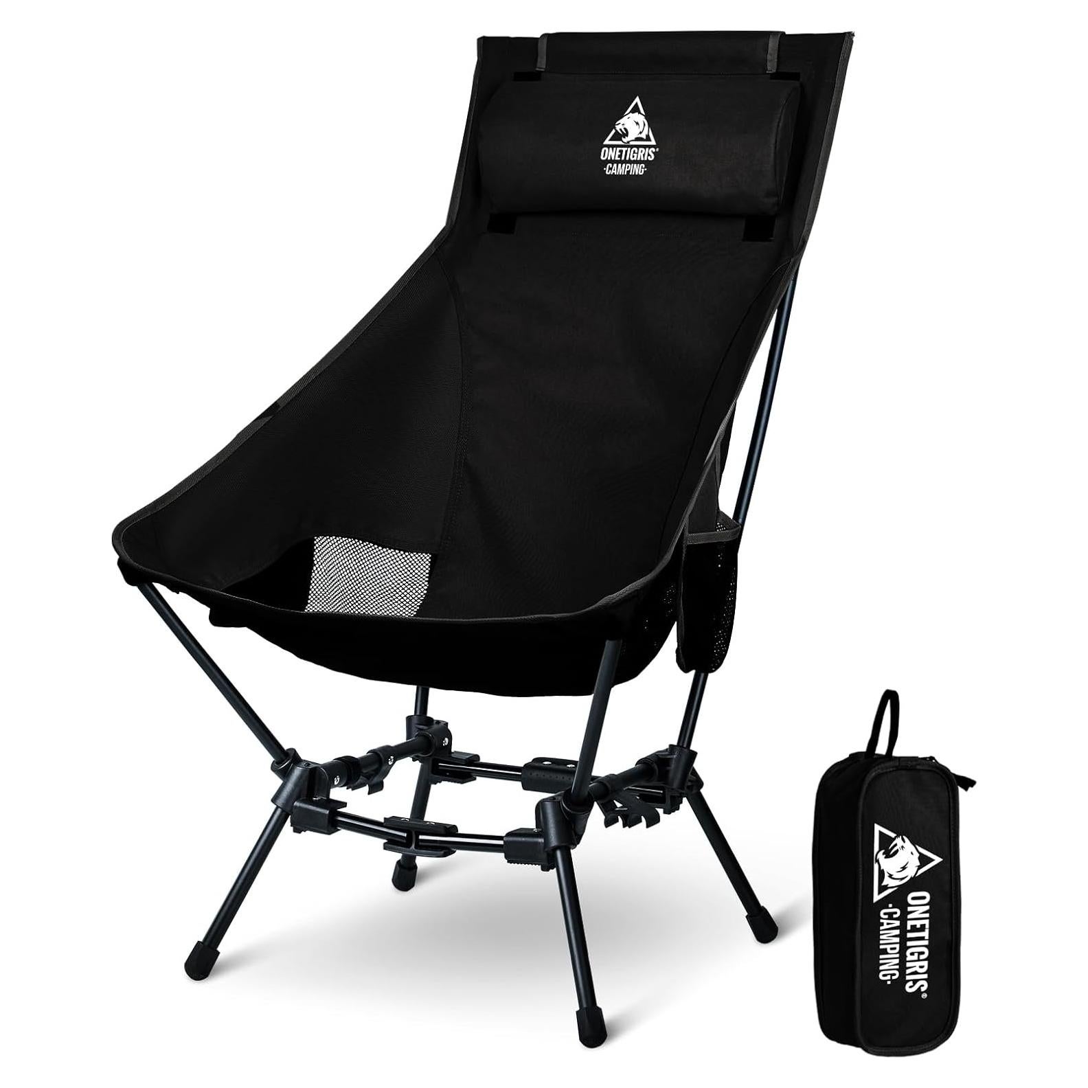 Silla de Camping Plegable ONETIGRIS Dragonhide 125 kg Negra