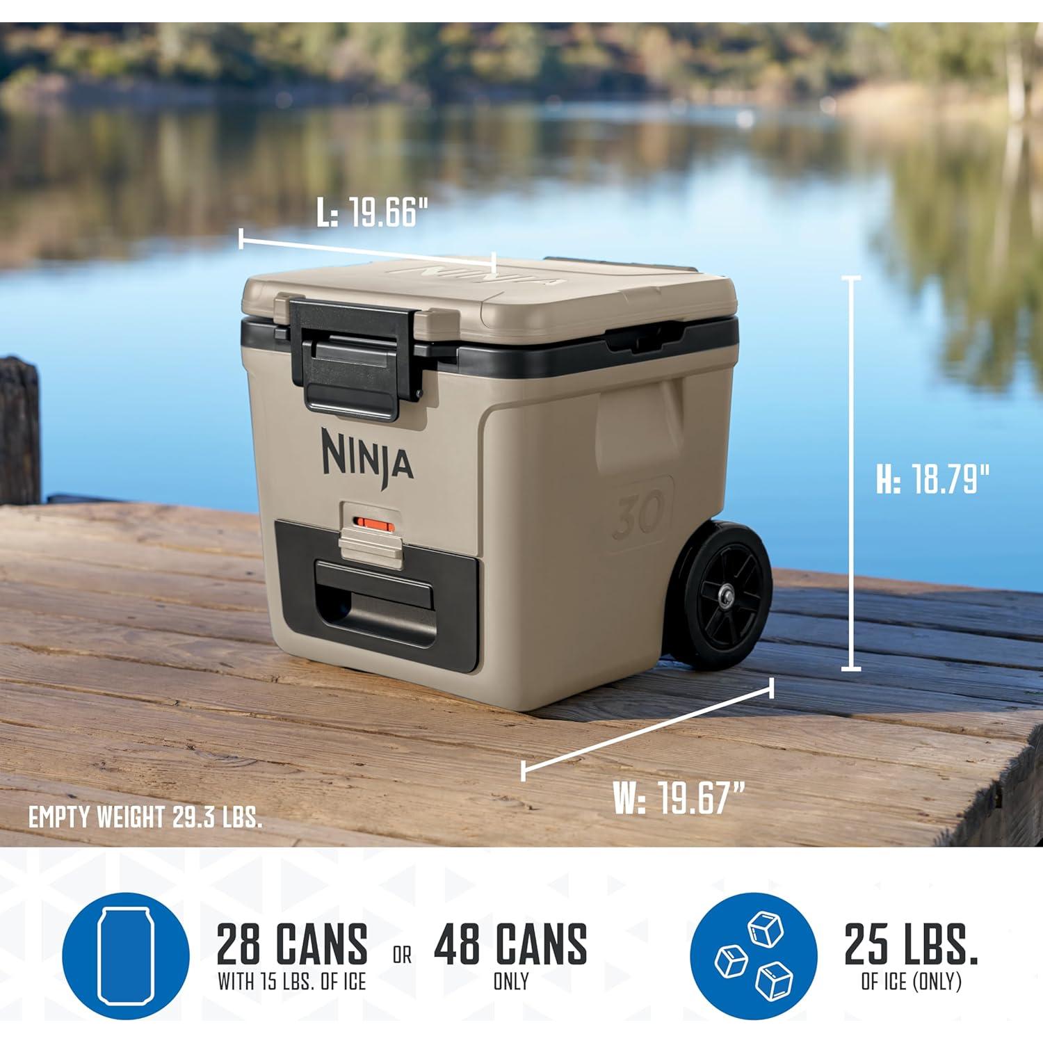 Cooler Ninja FrostVault 30QT Aislado con Ruedas Blanco