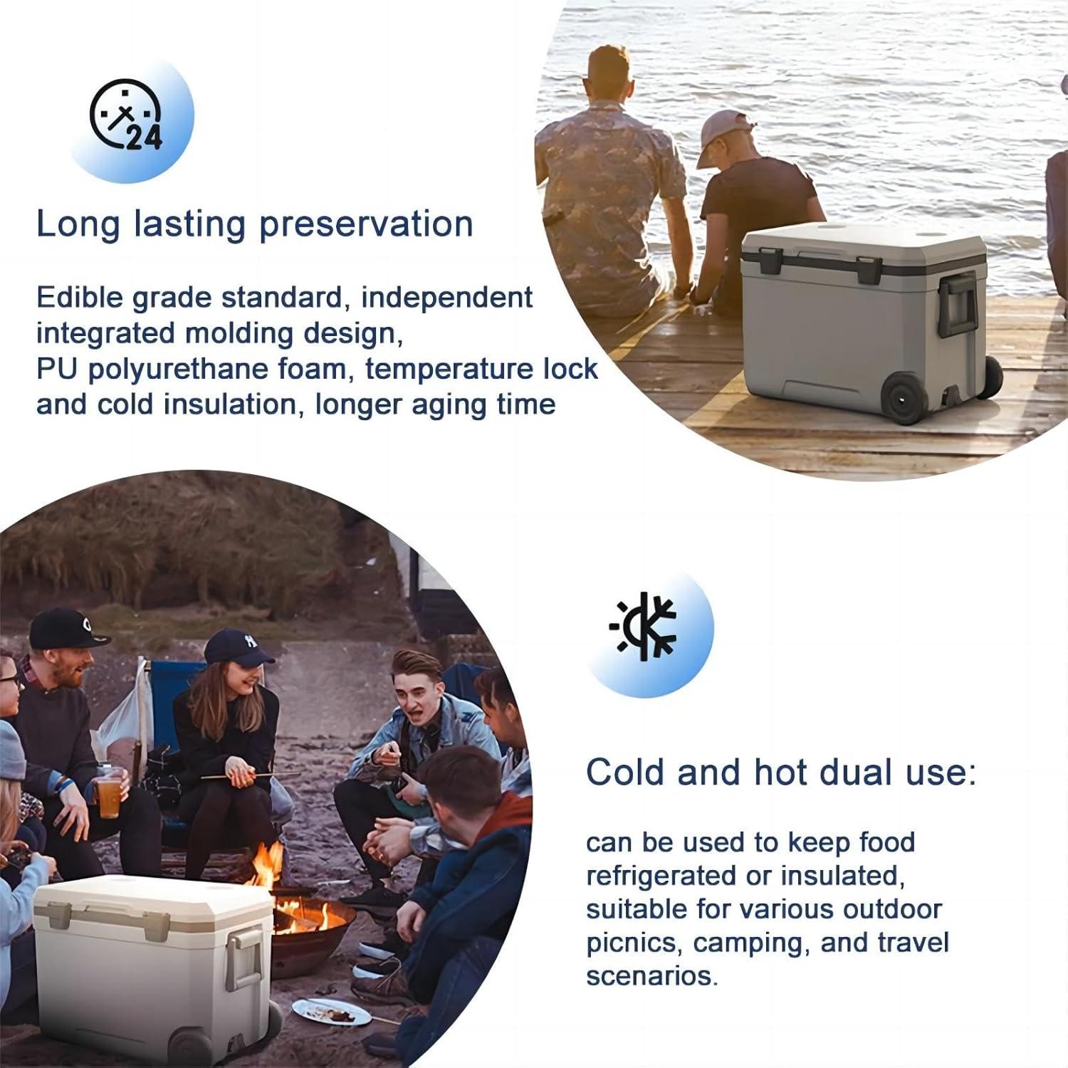 Enfriador de Camping BRZSACR 45L Portátil con Ruedas y Aislamiento