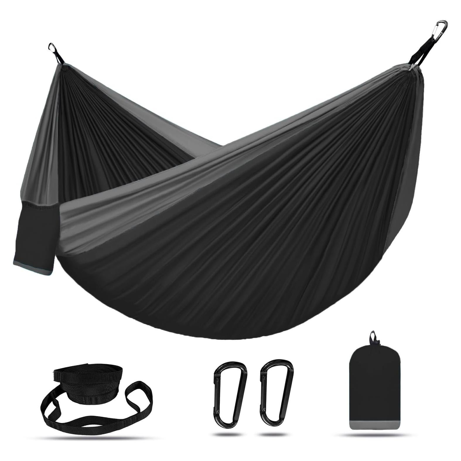 Hamaca de Camping Portátil HAZBEN Mediana 274x137cm Negro y Gris