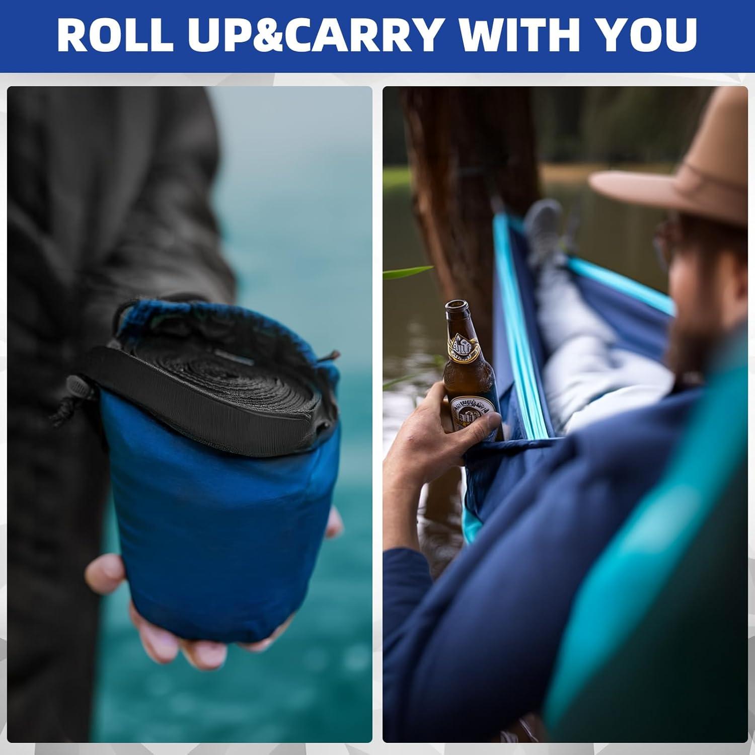 Hamaca de Camping Portátil HAZBEN Mediana 274x137cm Negro y Gris