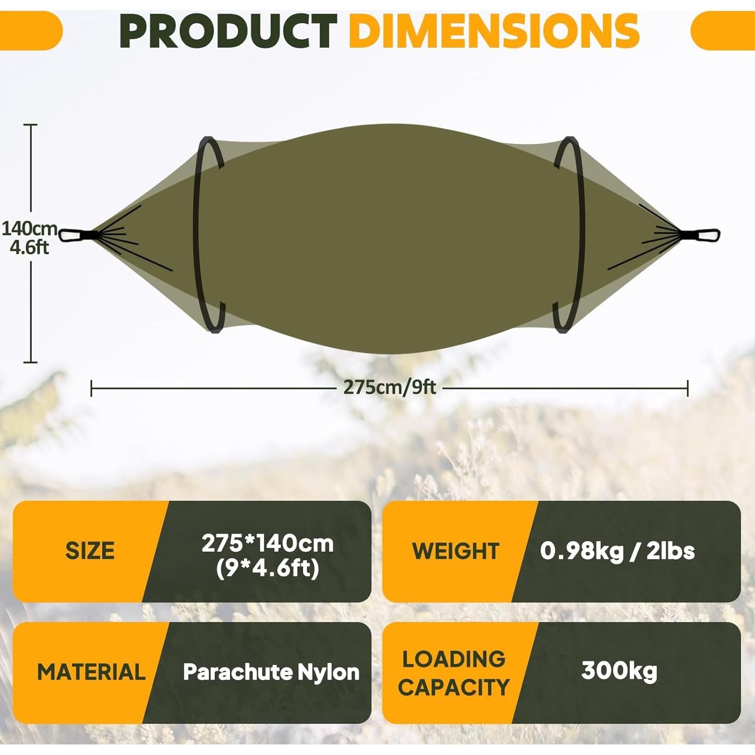 Hamaca de Camping Chihee Ultra-Ligera 300 kg Verde Militar