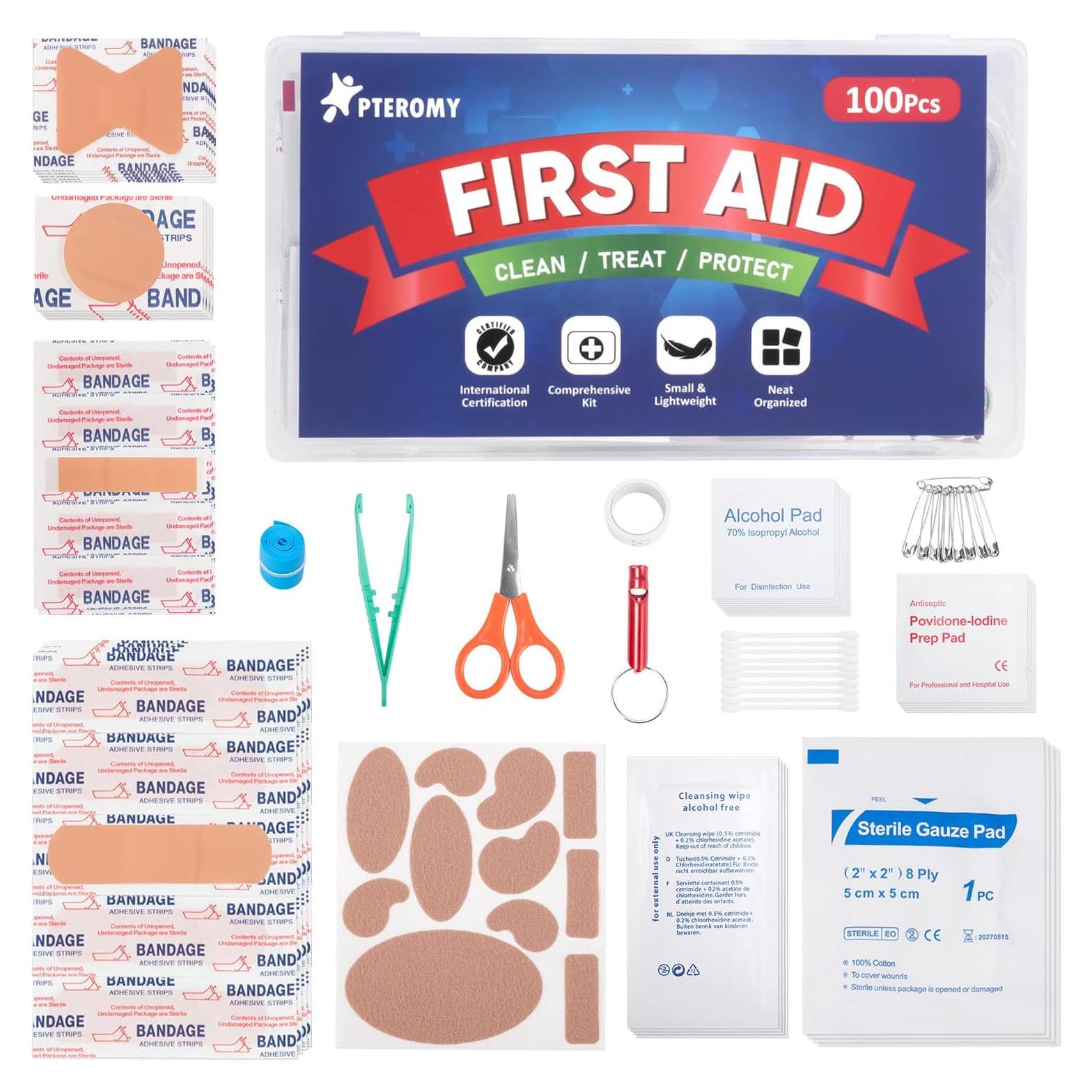 Kit de Primeros Auxilios PTEROMY 100 Piezas Compacto Portátil