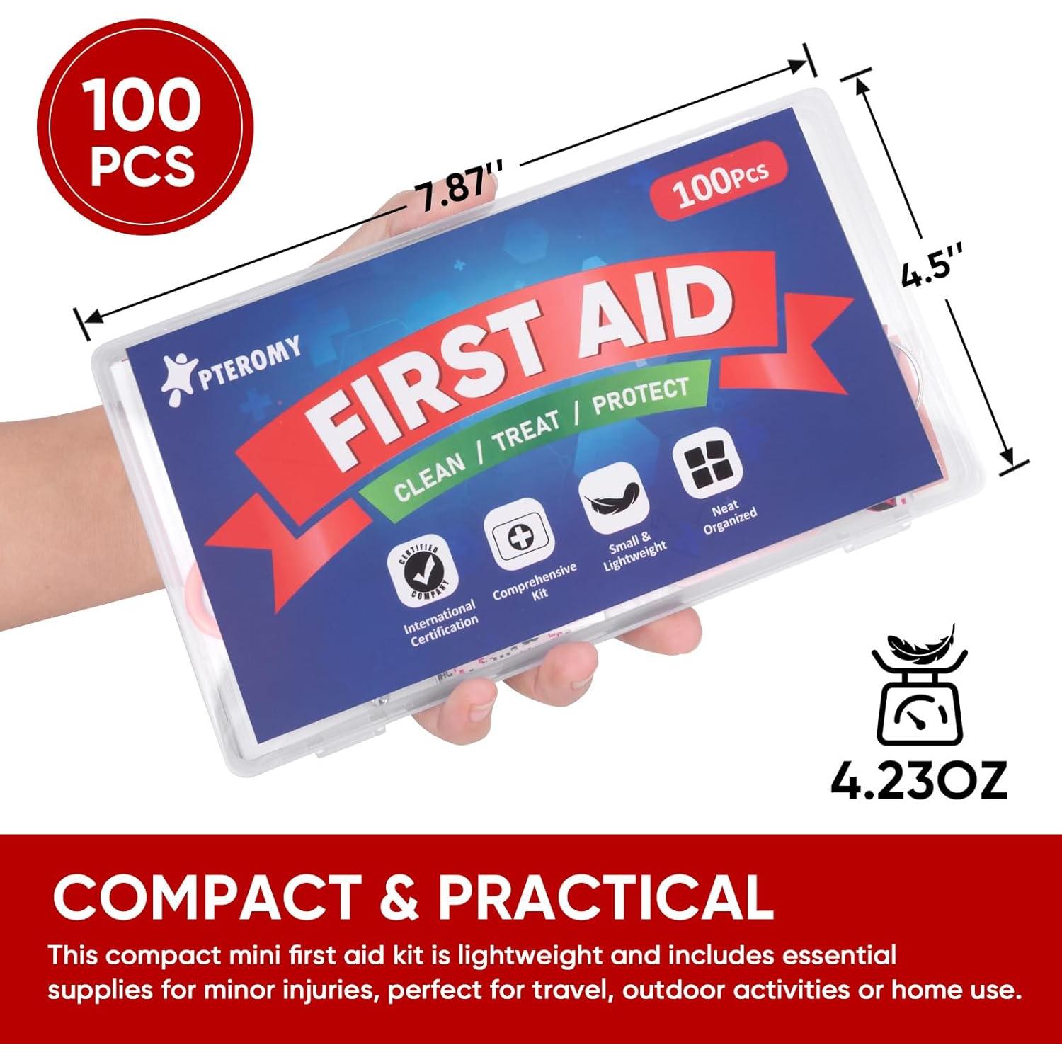 Kit de Primeros Auxilios PTEROMY 100 Piezas Compacto Portátil