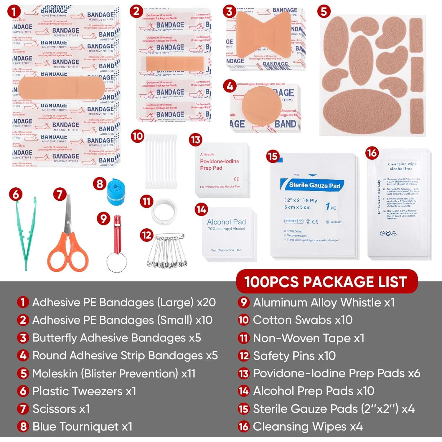 Kit de Primeros Auxilios PTEROMY 100 Piezas Compacto Portátil