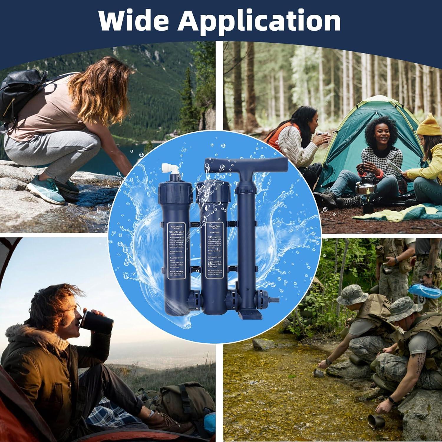 Source Manufacturer Large Water Filtration System Survival - Hand Pump Water Filter, High Volume Water Purifier Camping, Outdoor Portable Group Military Grade