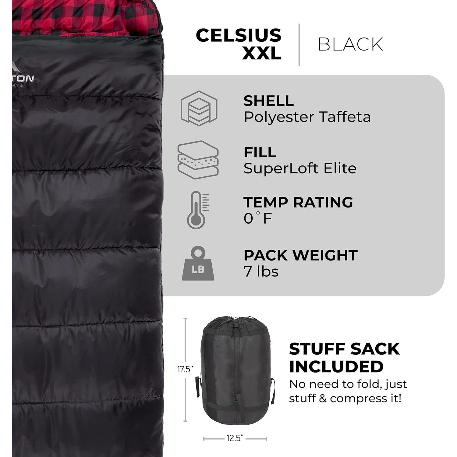 Saco de dormir TETON Celsius XXL -18°C para camping