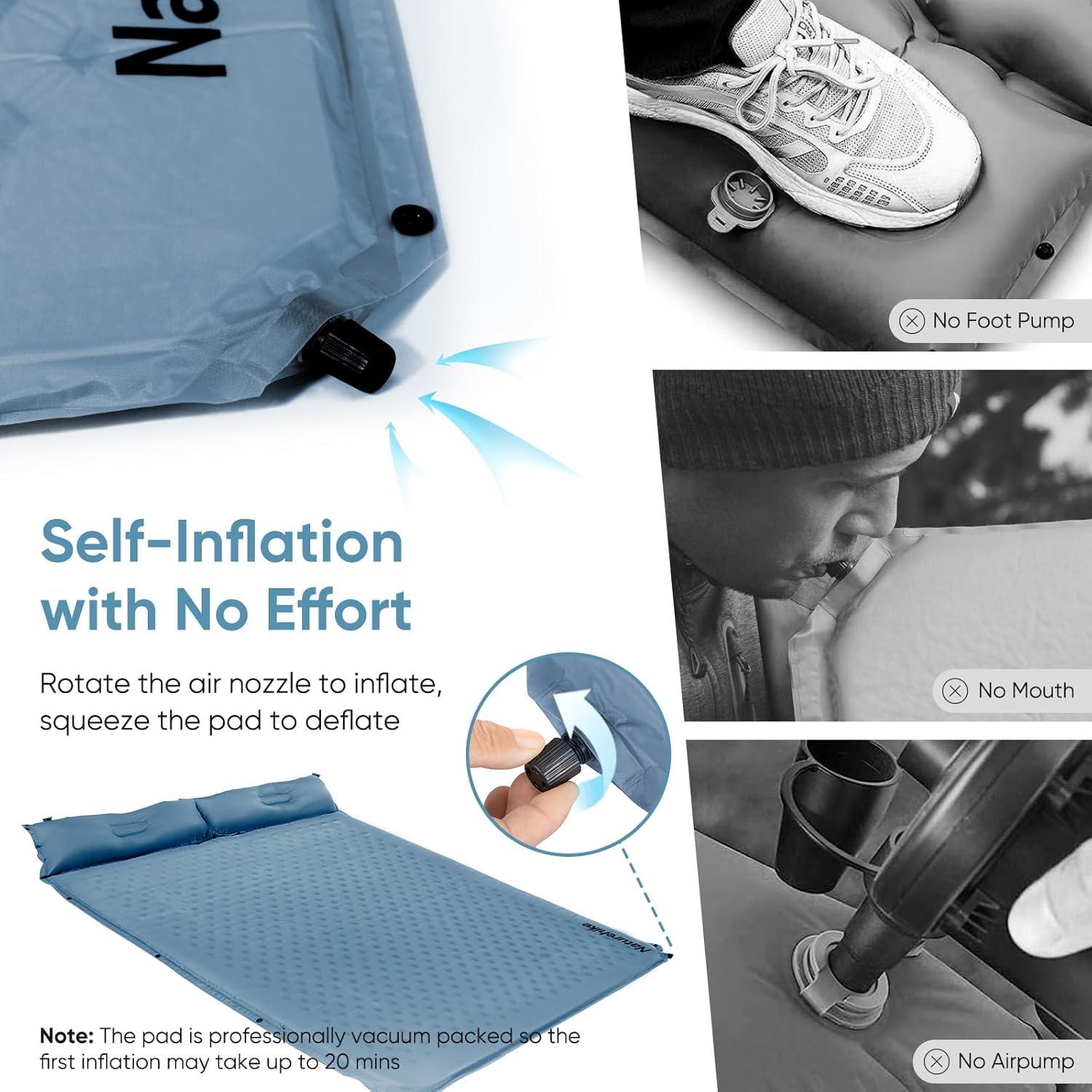 Almohadilla Autoinflable Naturehike D02 Completa Azul 196x132cm