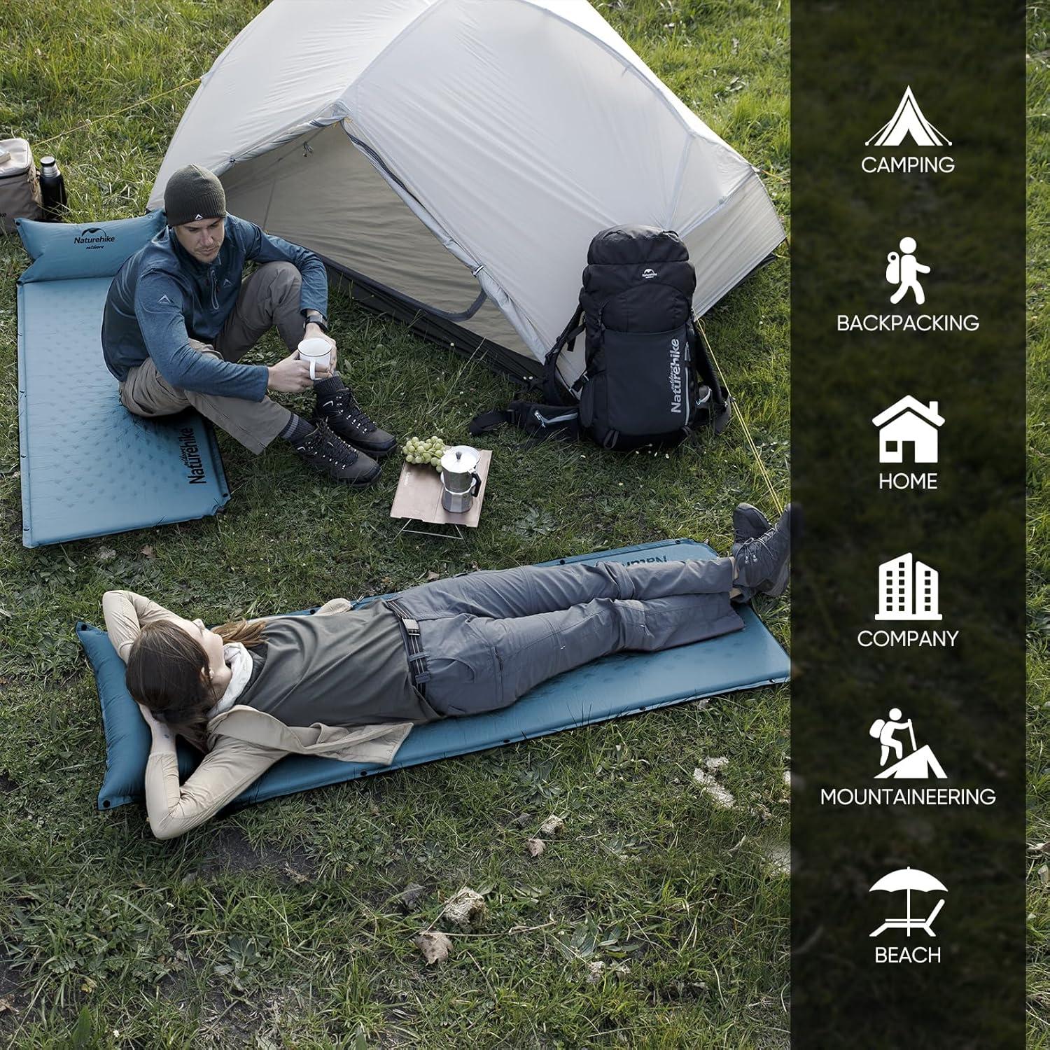 Almohadilla Autoinflable Naturehike D02 Completa Azul 196x132cm