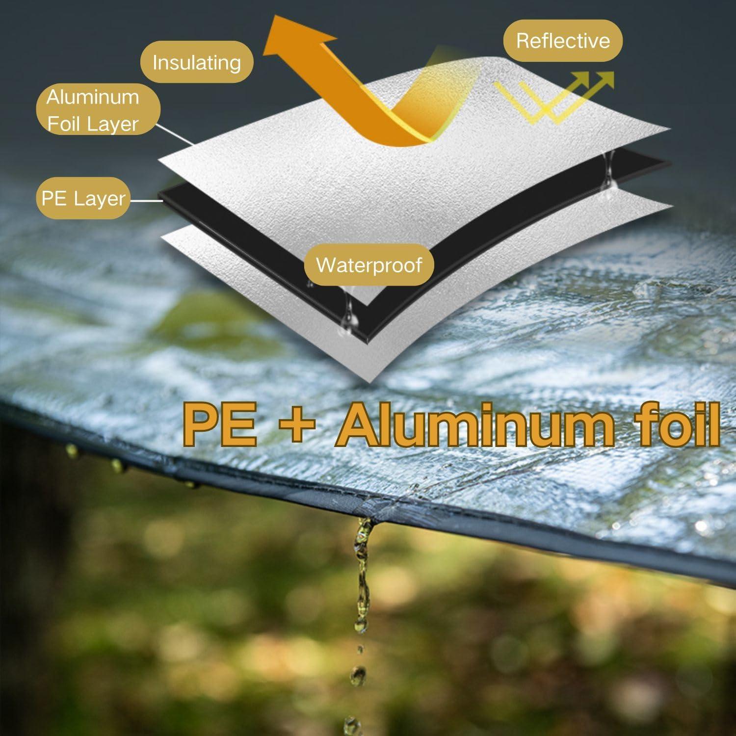 Naturehike Aluminum Foil Foldable Picnic Blanket, Ultralight Ground Sheet Mat, Waterproof Camping Tarp, Foldable Sleeping Pad for Outdoor Picnic,Camping,Beaches, Storage Bag Included (S)